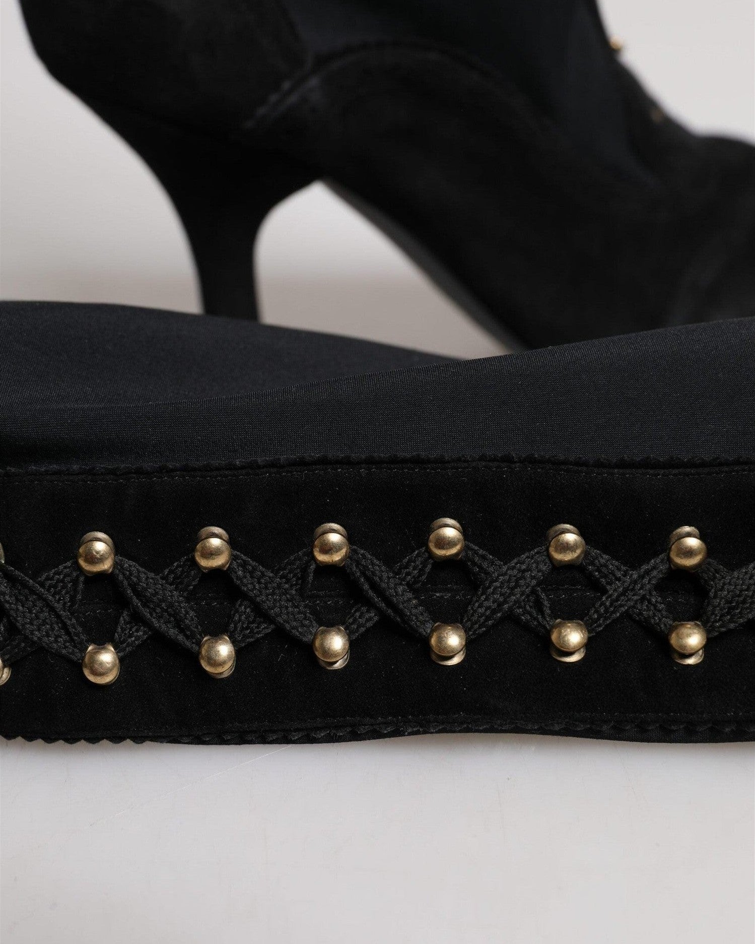 Dolce & Gabbana Black Lace Up Heels High Boots Glam Steals