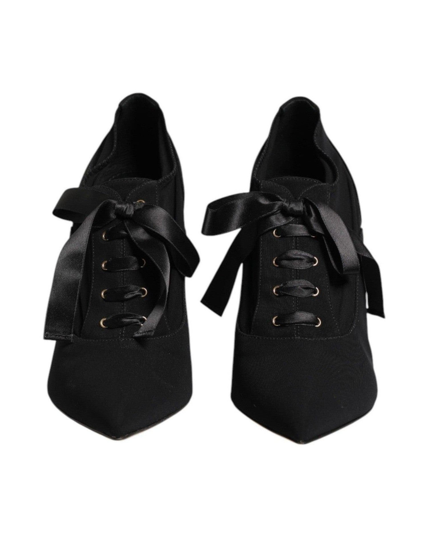 Dolce & Gabbana Black Lace Up Stiletto Heels Pumps Shoes Glam Steals