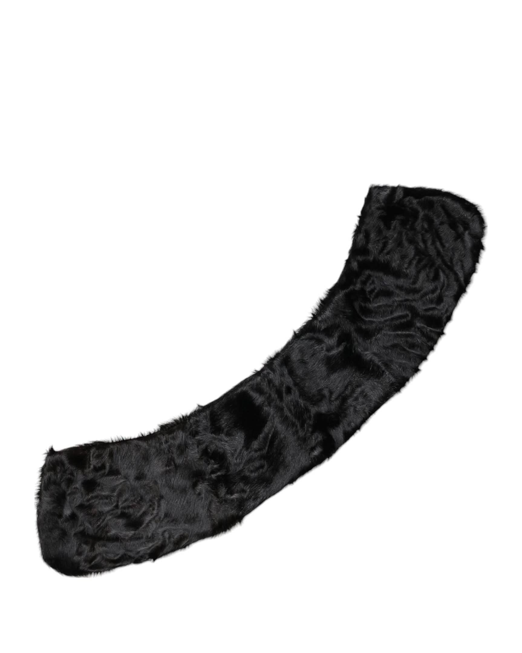 Dolce & Gabbana Black Lamb Fur Collar Neck Wrap Scarf Scarves & Shawls
