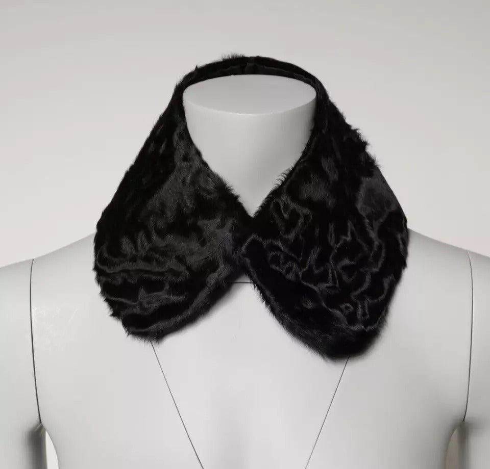 Dolce & Gabbana Black Lamb Fur Collar Neck Wrap Scarf Glam Steals