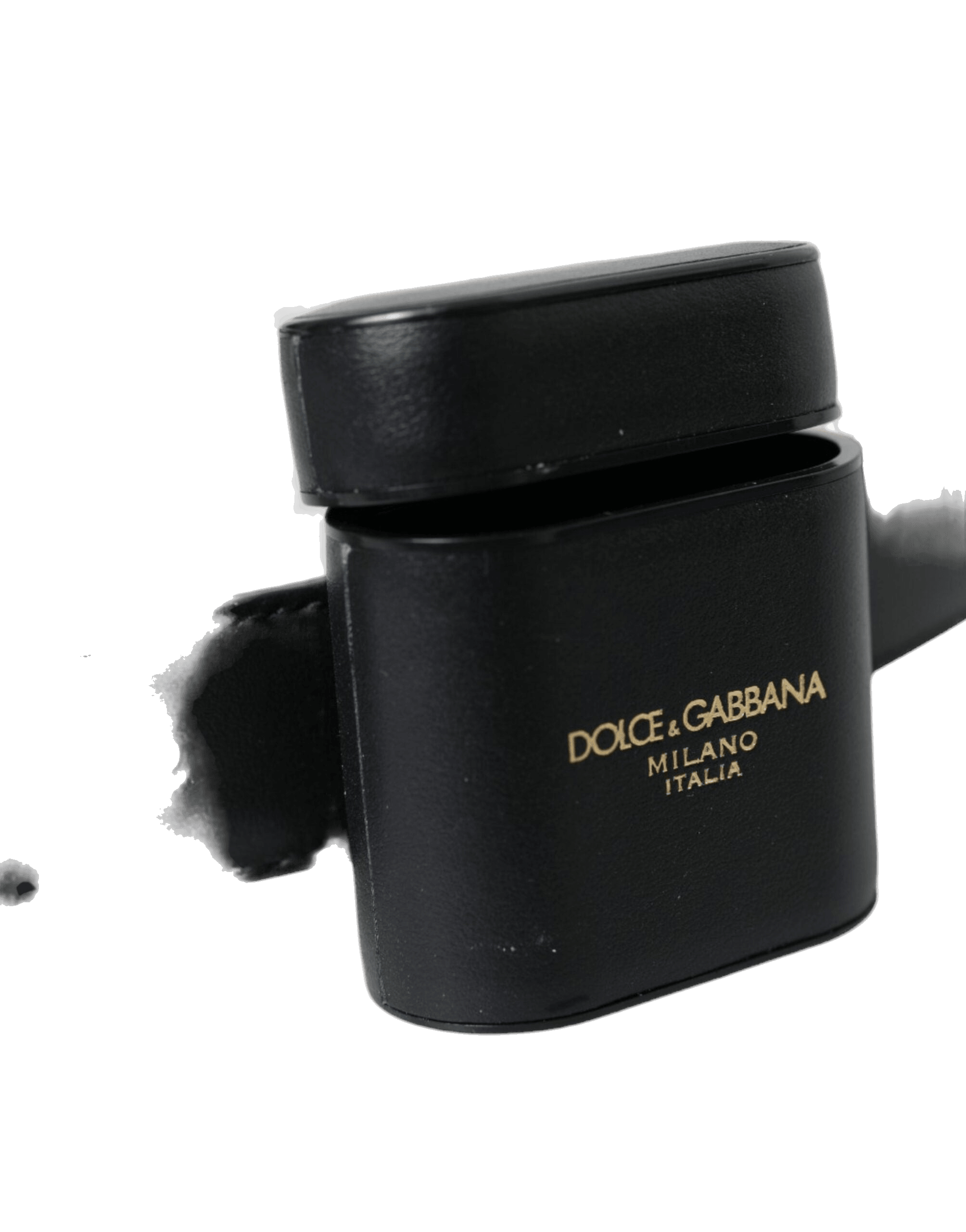 Dolce & Gabbana Black Leather Airpods Case Silver Buckle Belt Glam Steals