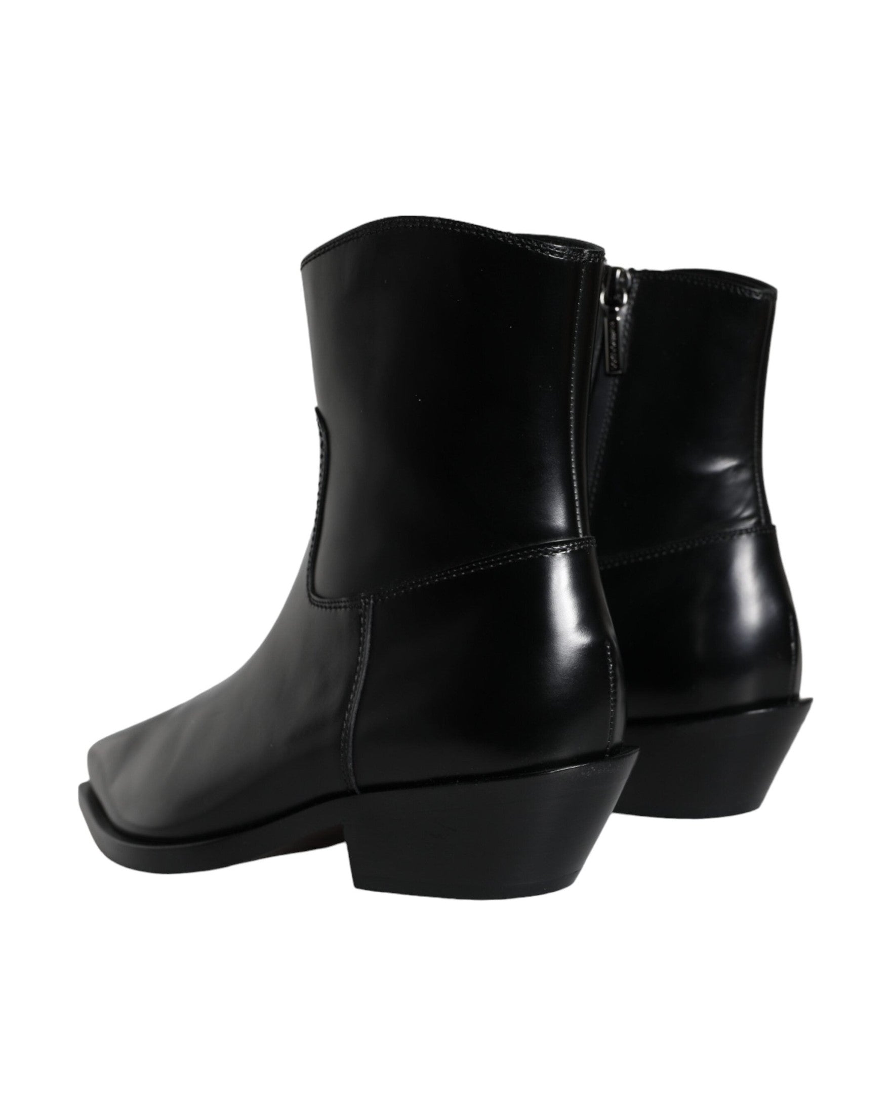 Dolce & Gabbana Black Leather Ankle Boots Booties Shoes Glam Steals