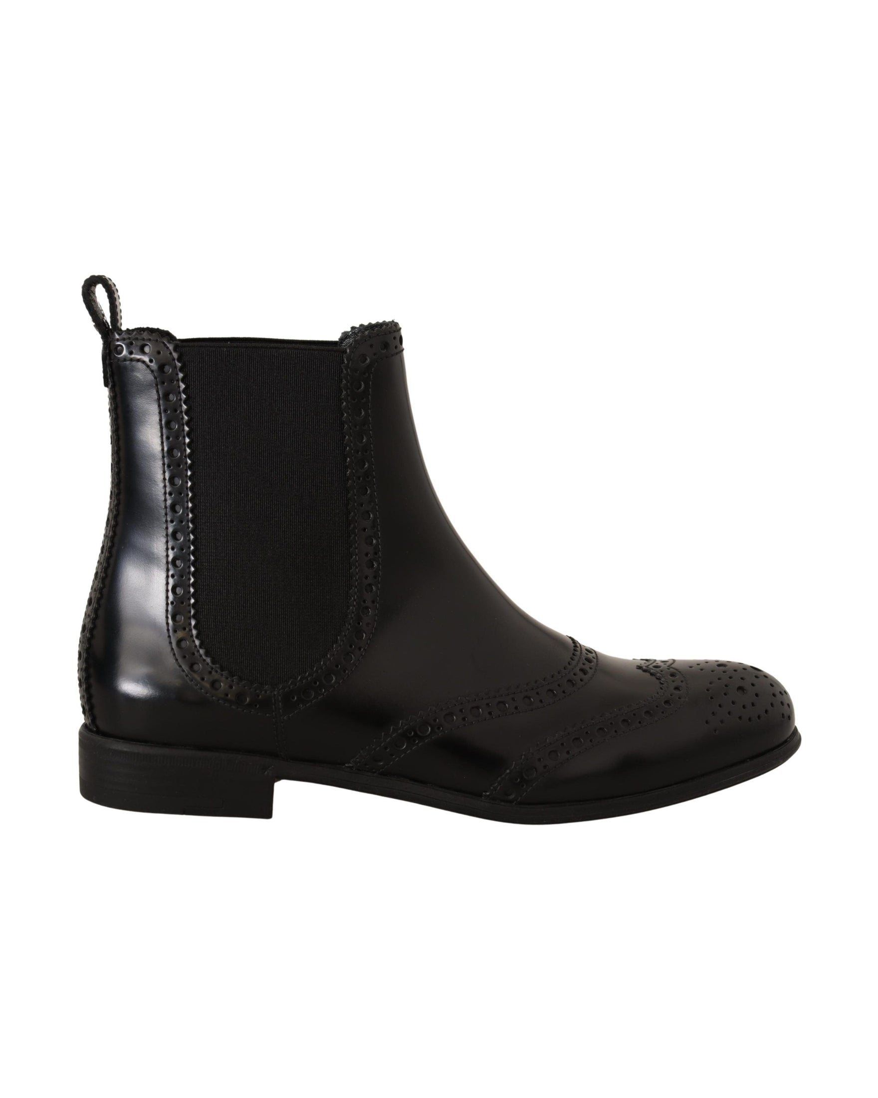 Dolce & Gabbana Black Leather Ankle High Flat Boots Glam Steals
