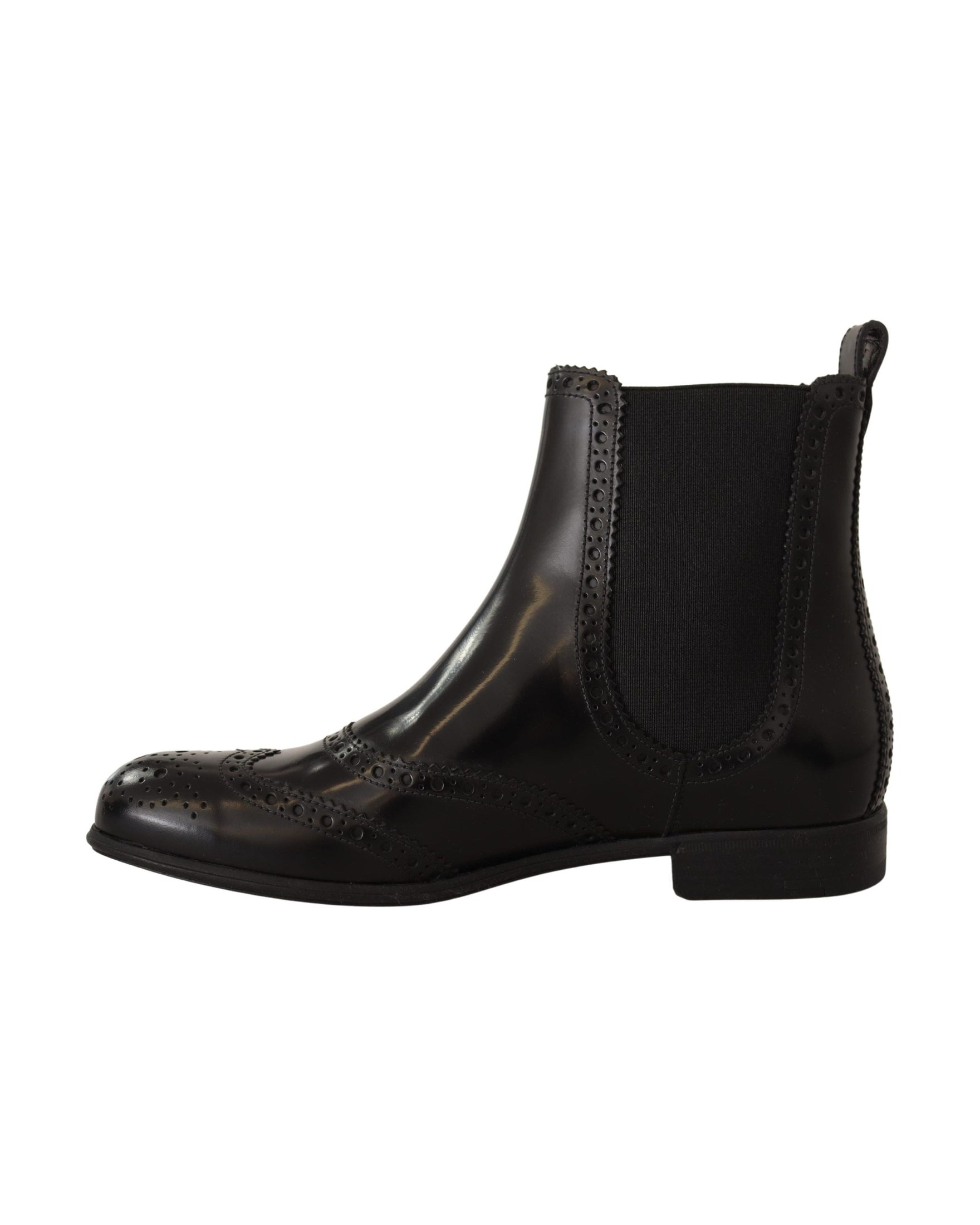 Dolce & Gabbana Black Leather Ankle High Flat Boots Glam Steals