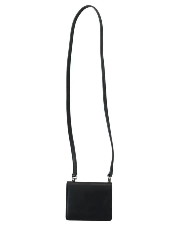 Dolce & Gabbana Black Leather Bifold Shoulder Sling Wallet Wallets