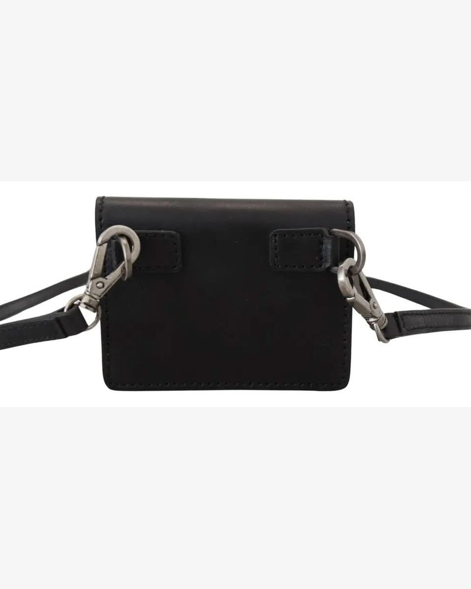 Dolce & Gabbana Black Leather Bifold Shoulder Sling Wallet Wallets