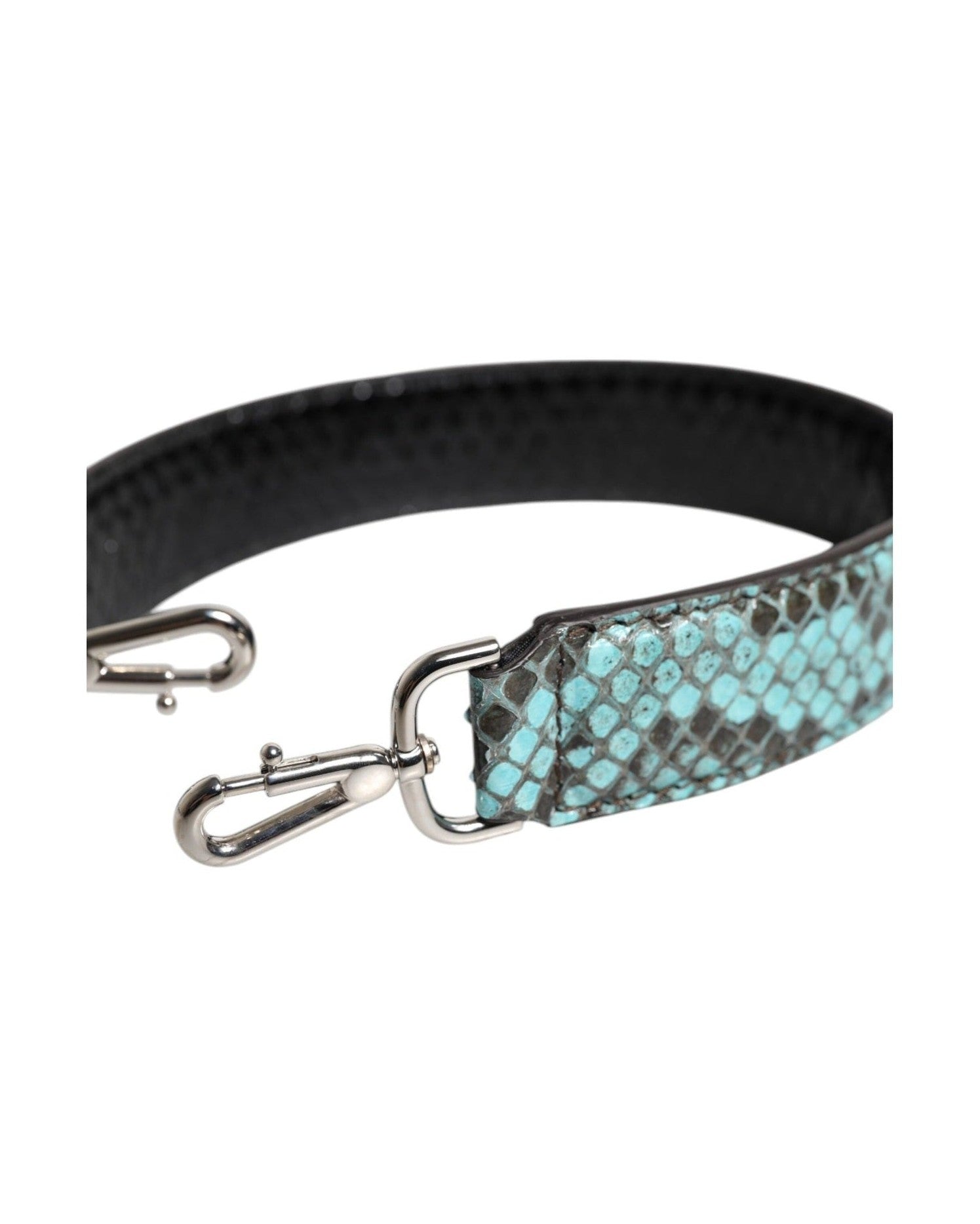 Dolce & Gabbana Black Leather Blue Exotic Bag Shoulder Strap Glam Steals