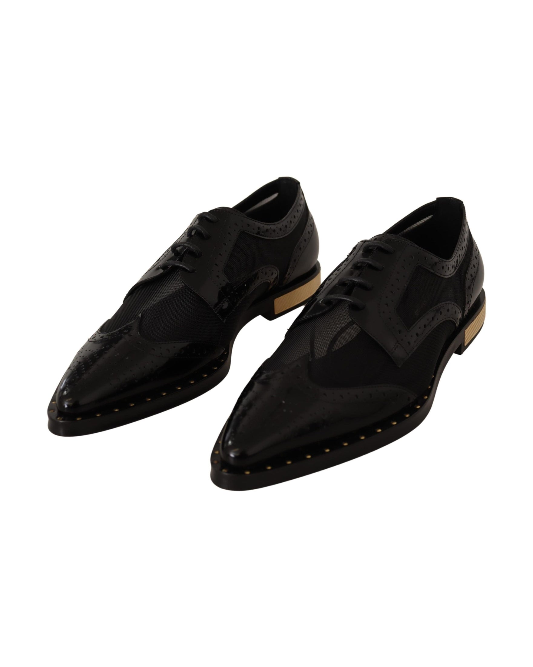 Dolce & Gabbana Black Leather Broques Sheer Wingtip Shoes Glam Steals