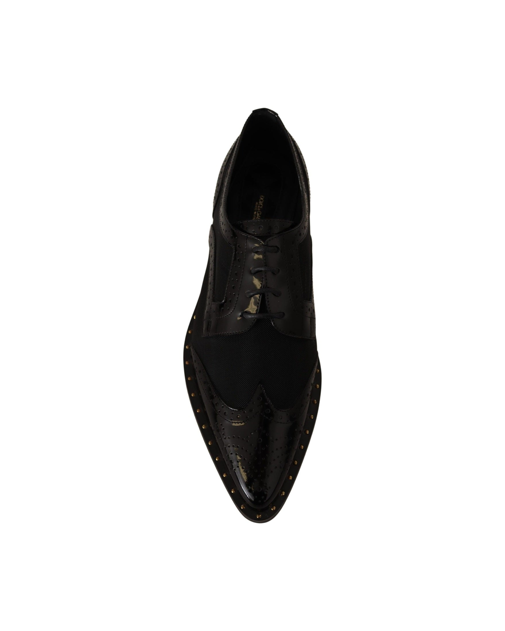 Dolce & Gabbana Black Leather Broques Sheer Wingtip Shoes Glam Steals