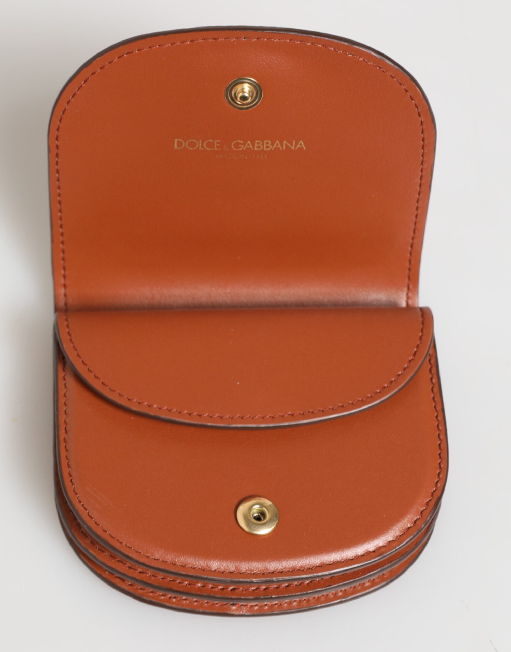 Dolce & Gabbana Black Leather Brown Calf Leopard Print Logo Plaque Wallet Glam Steals