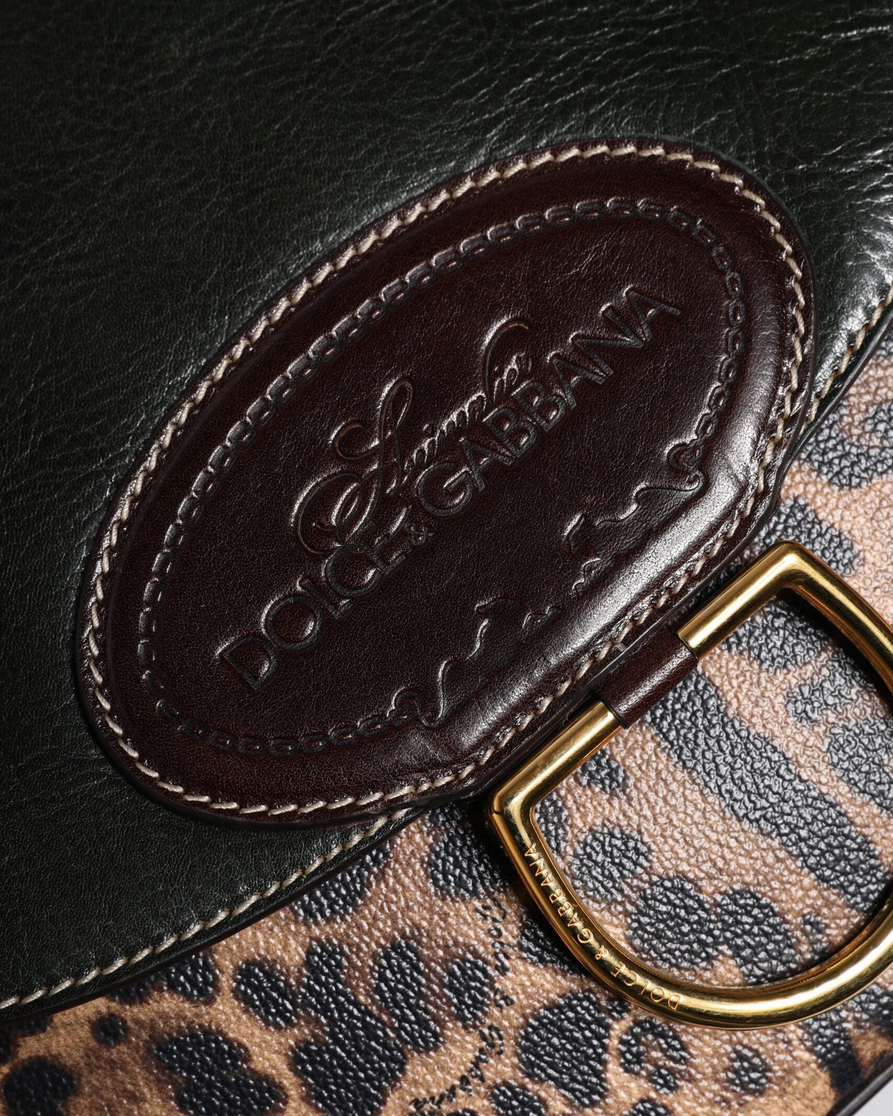Dolce & Gabbana Black Leather Brown Leopard Shoulder Strap Bag Glam Steals