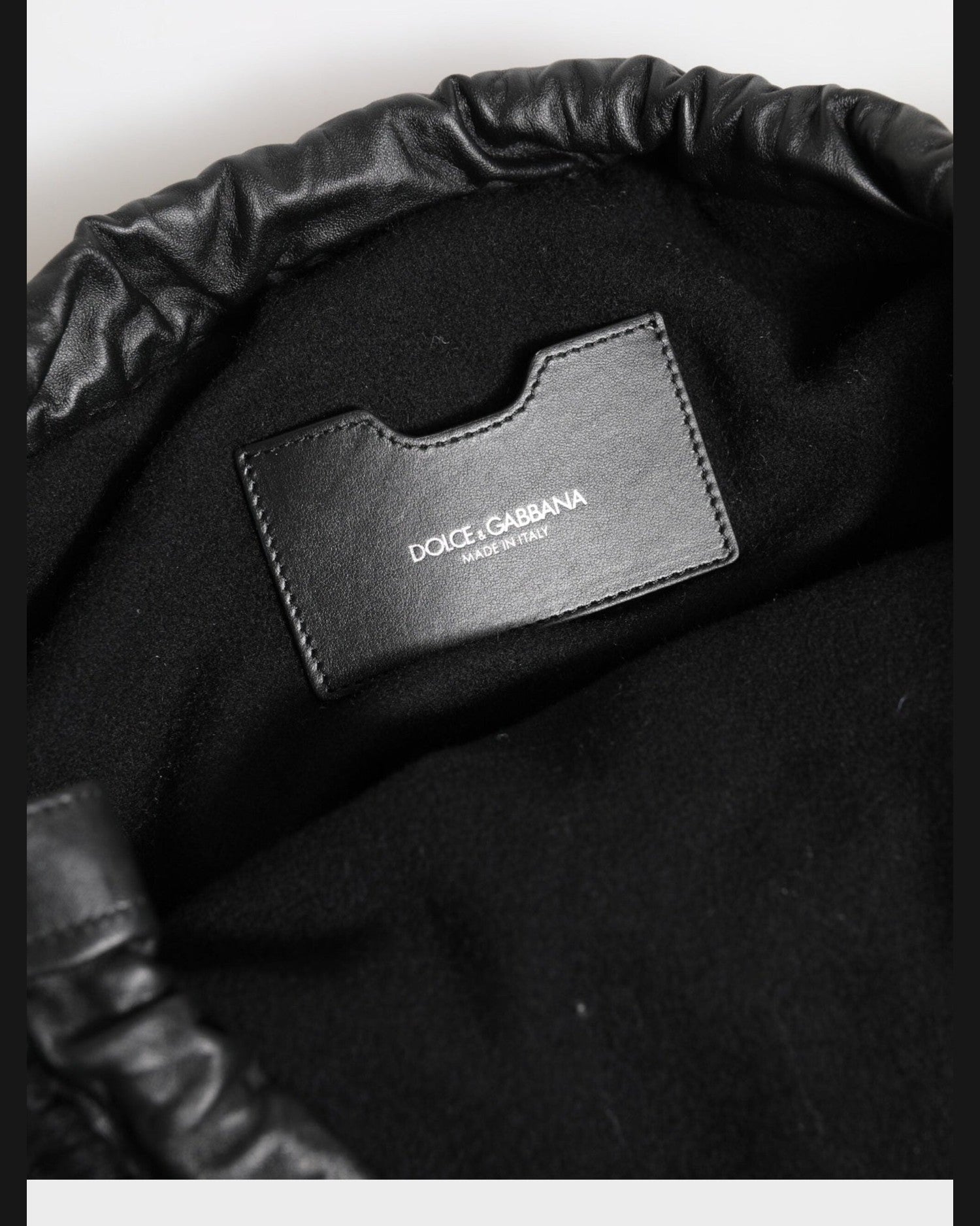 Dolce & Gabbana Black Leather Cashmere Knitted Shoulder Women Borse Bag Glam Steals