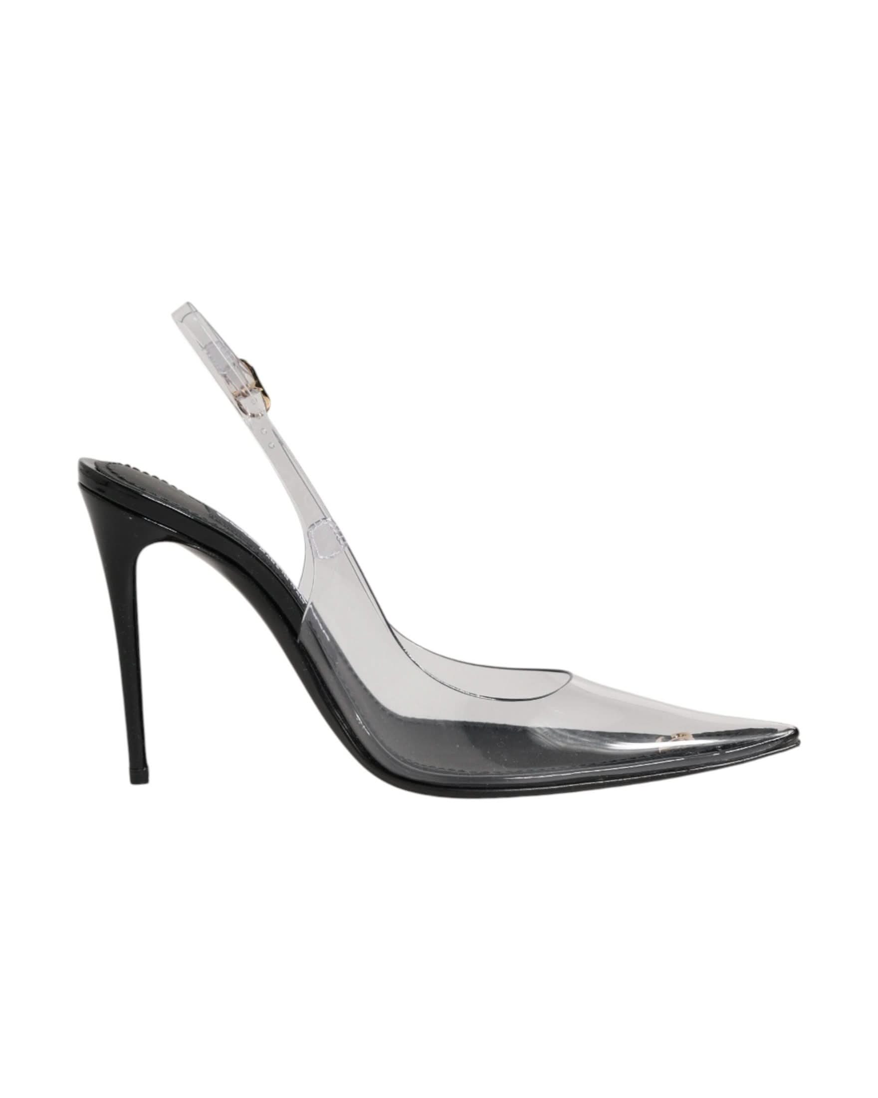 Dolce & Gabbana Black Leather Clear Pvc Slingback Pumps Shoes