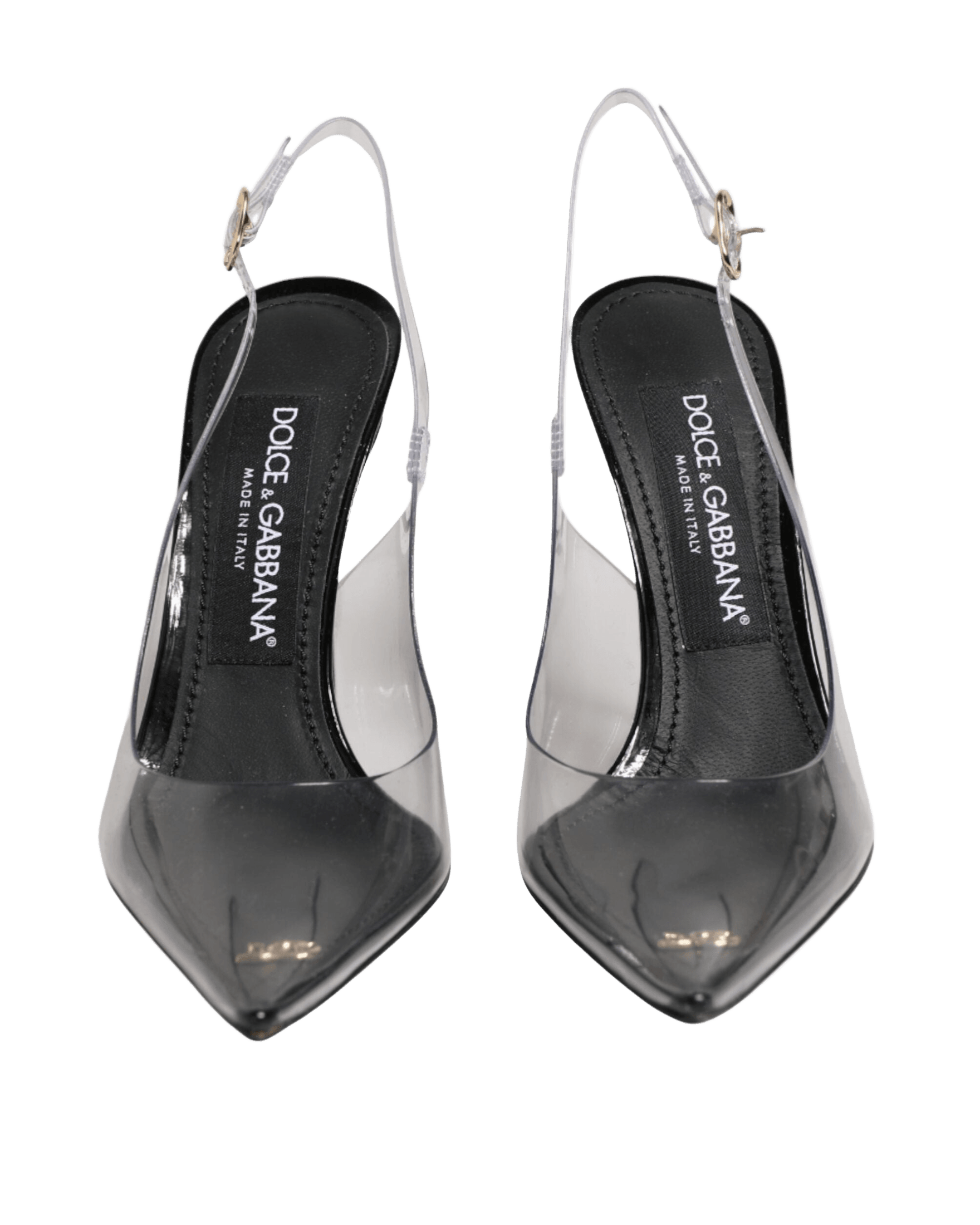 Dolce & Gabbana Black Leather Clear Pvc Slingback Pumps Shoes Glam Steals