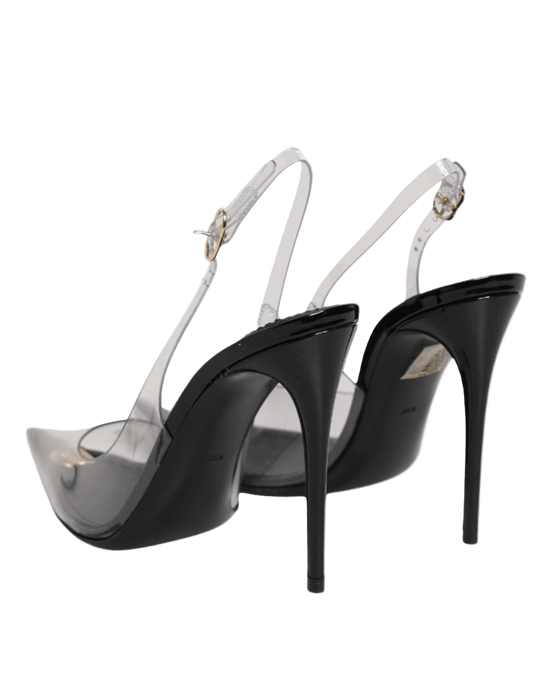 Dolce & Gabbana Black Leather Clear Pvc Slingback Pumps Shoes Glam Steals
