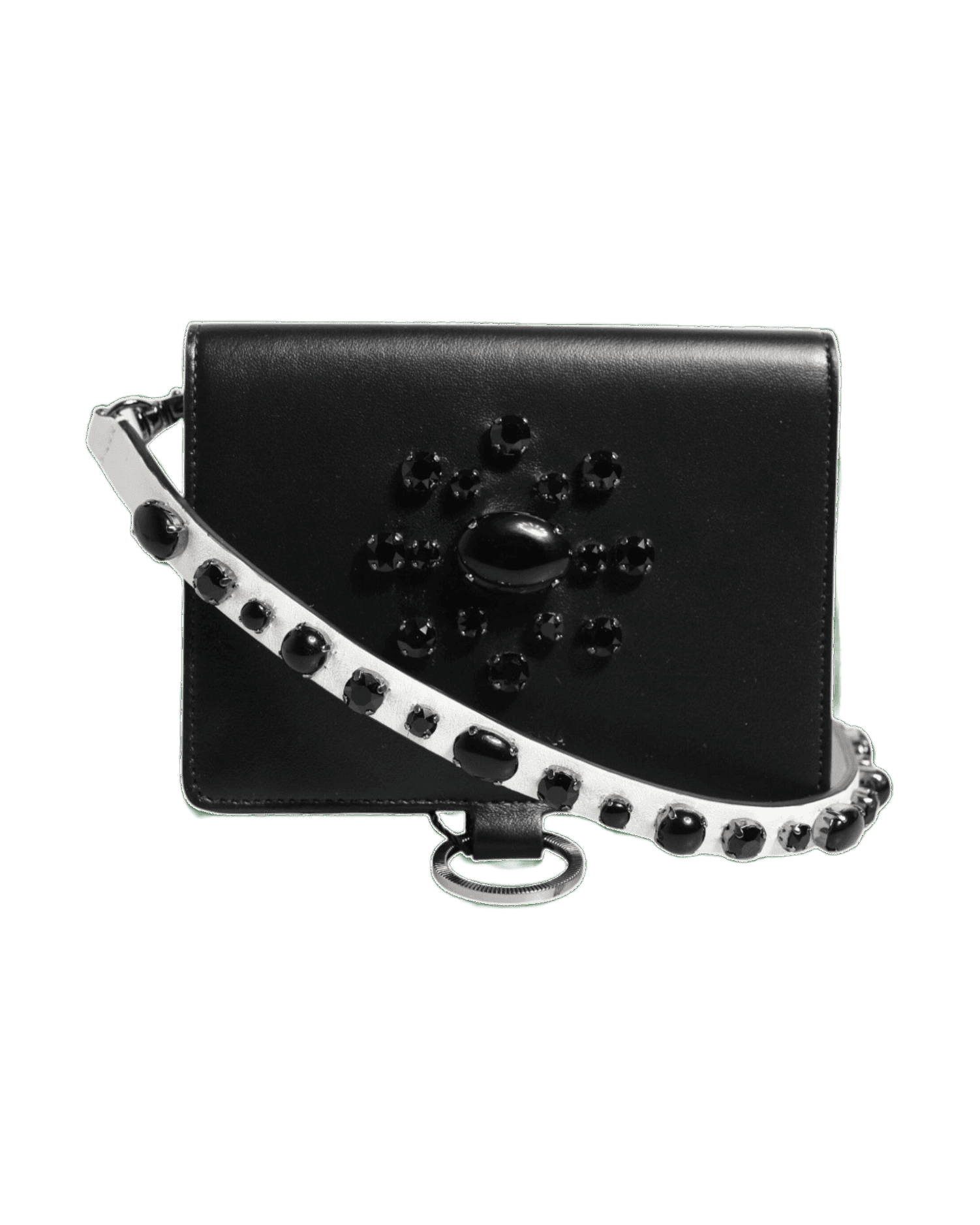 Dolce & Gabbana Black Leather Crystal Embellished Card Holder Wallet Glam Steals