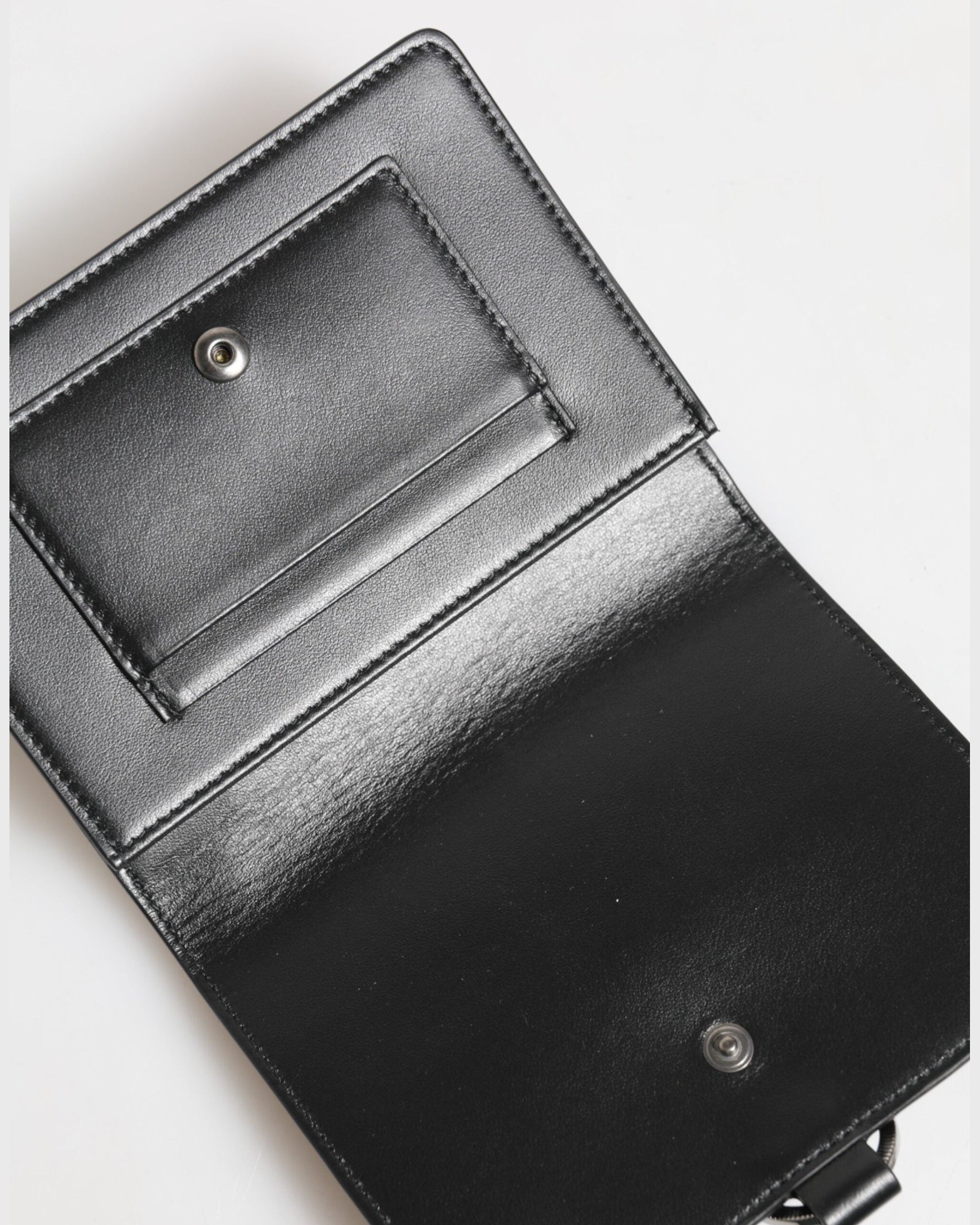 Dolce & Gabbana Black Leather Crystal Embellished Card Holder Wallet Glam Steals