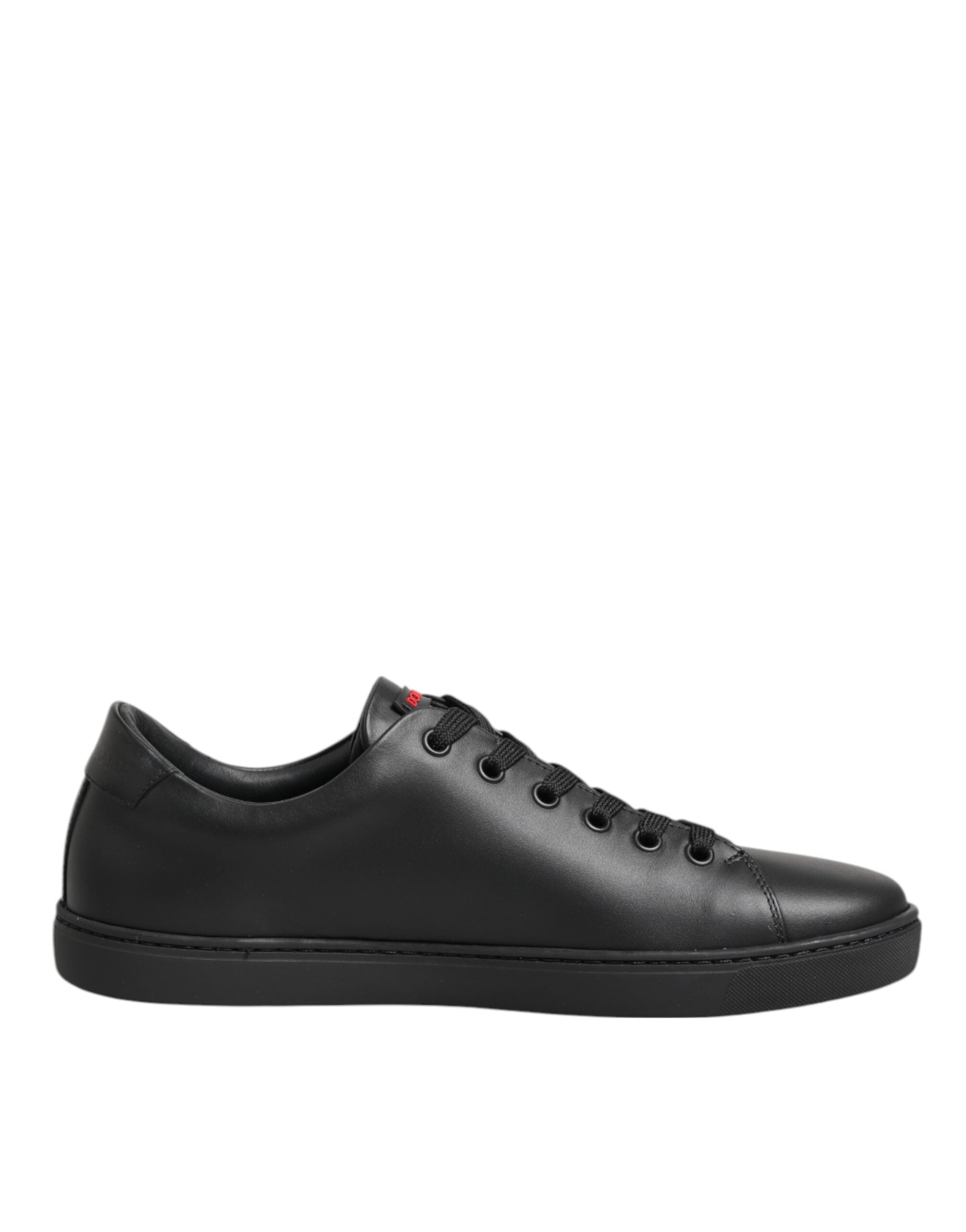 Dolce & Gabbana Black Leather Crystal Heart Low Top Sneakers Shoes Glam Steals