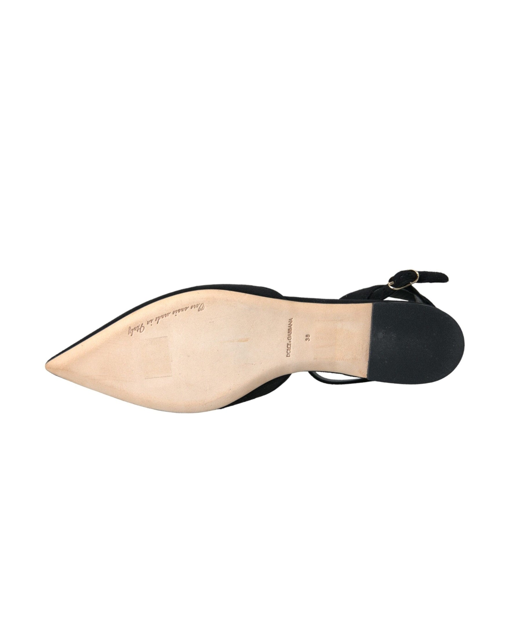 Dolce & Gabbana Black Leather Crystal Slingback Sandals Shoes Glam Steals