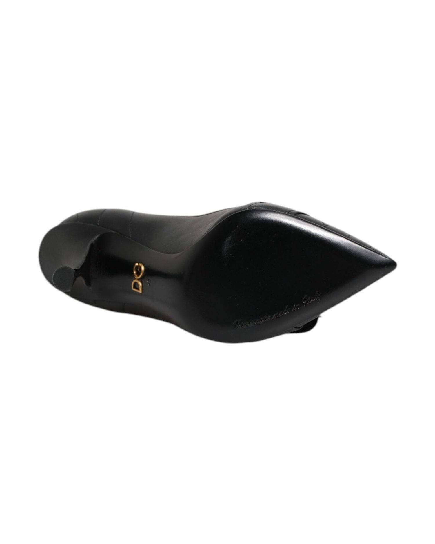 Dolce & Gabbana Black Leather Devotion Heels Pumps Shoes Heels