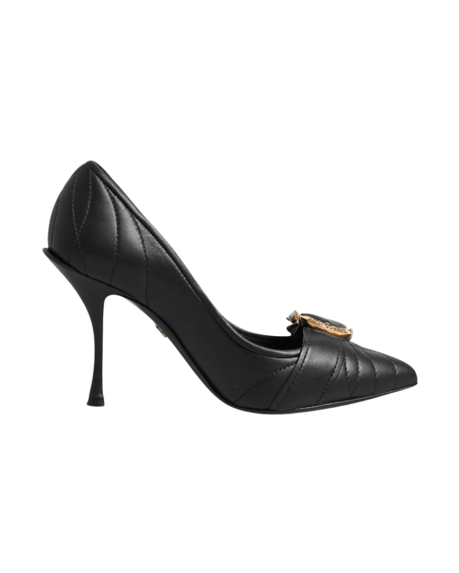 Dolce & Gabbana Black Leather Devotion Heels Pumps Shoes Heels
