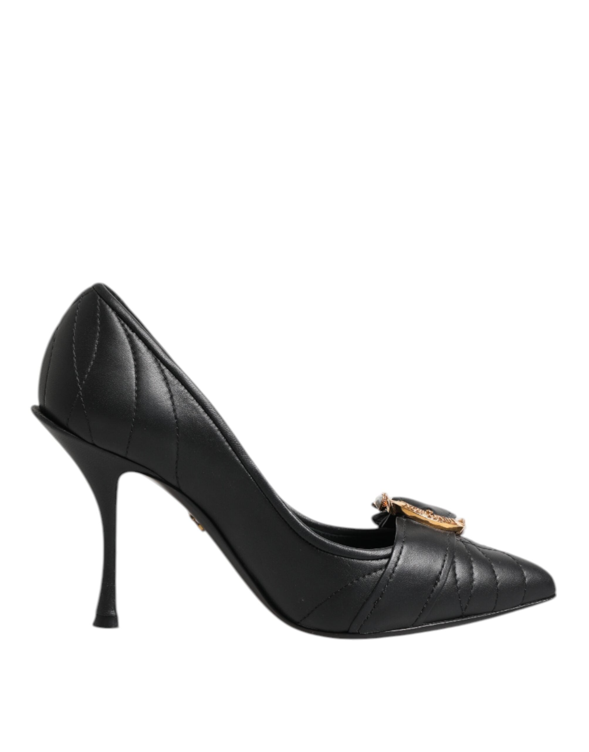 Dolce & Gabbana Black Leather Devotion Heels Pumps Shoes Glam Steals