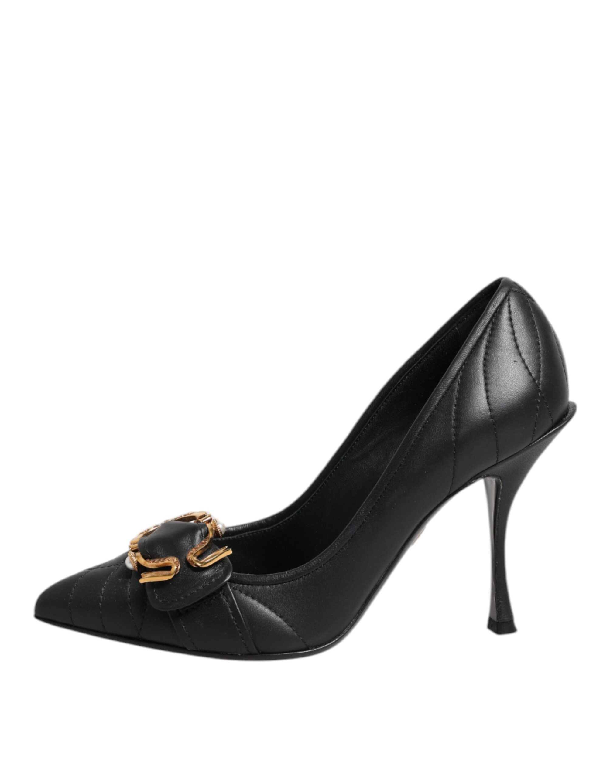 Dolce & Gabbana Black Leather Devotion Heels Pumps Shoes Glam Steals
