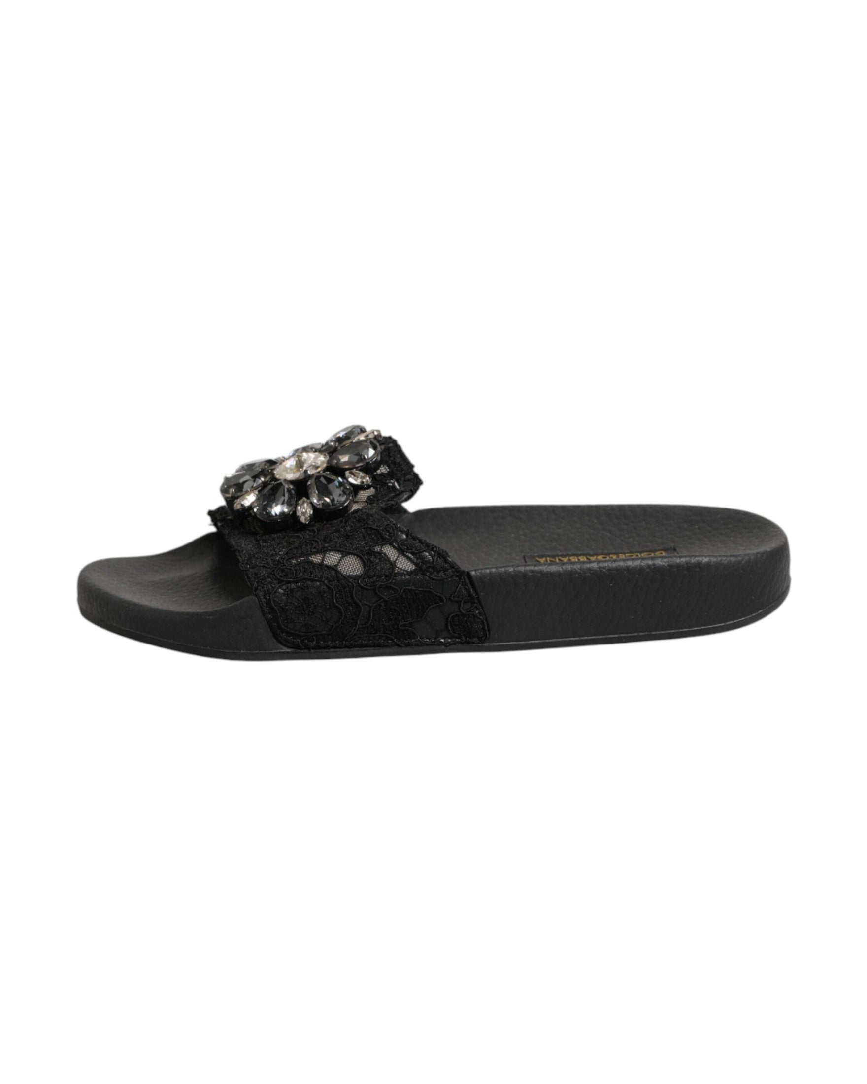 Dolce & Gabbana Black Leather Devotion Matelassé Slides Shoes Glam Steals