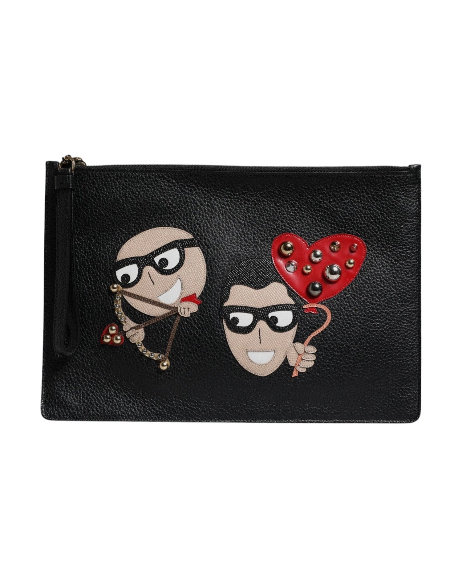 Dolce & Gabbana Black Leather #Dgfamily Embellished Clutch Bag Glam Steals