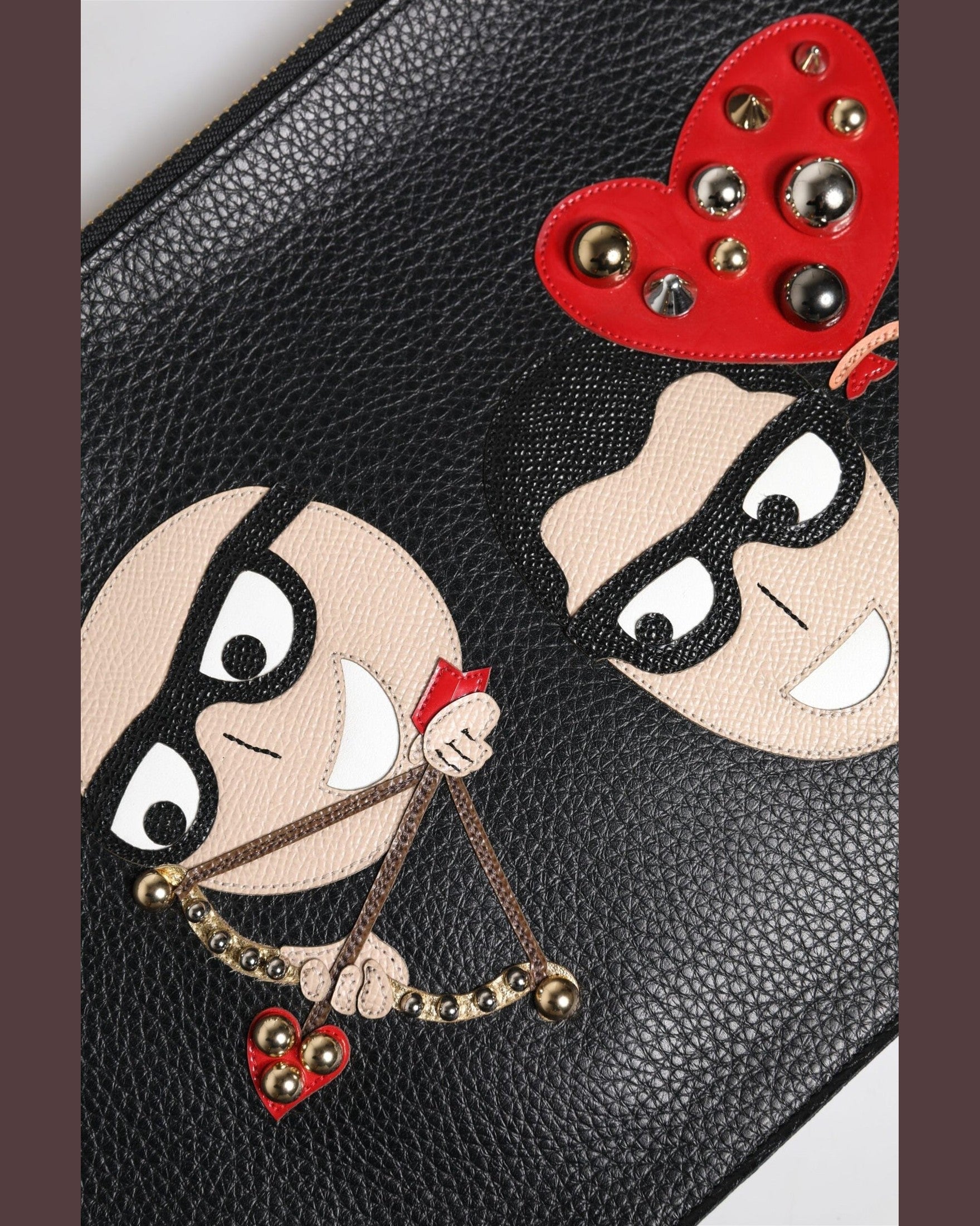 Dolce & Gabbana Black Leather #Dgfamily Embellished Clutch Bag Glam Steals