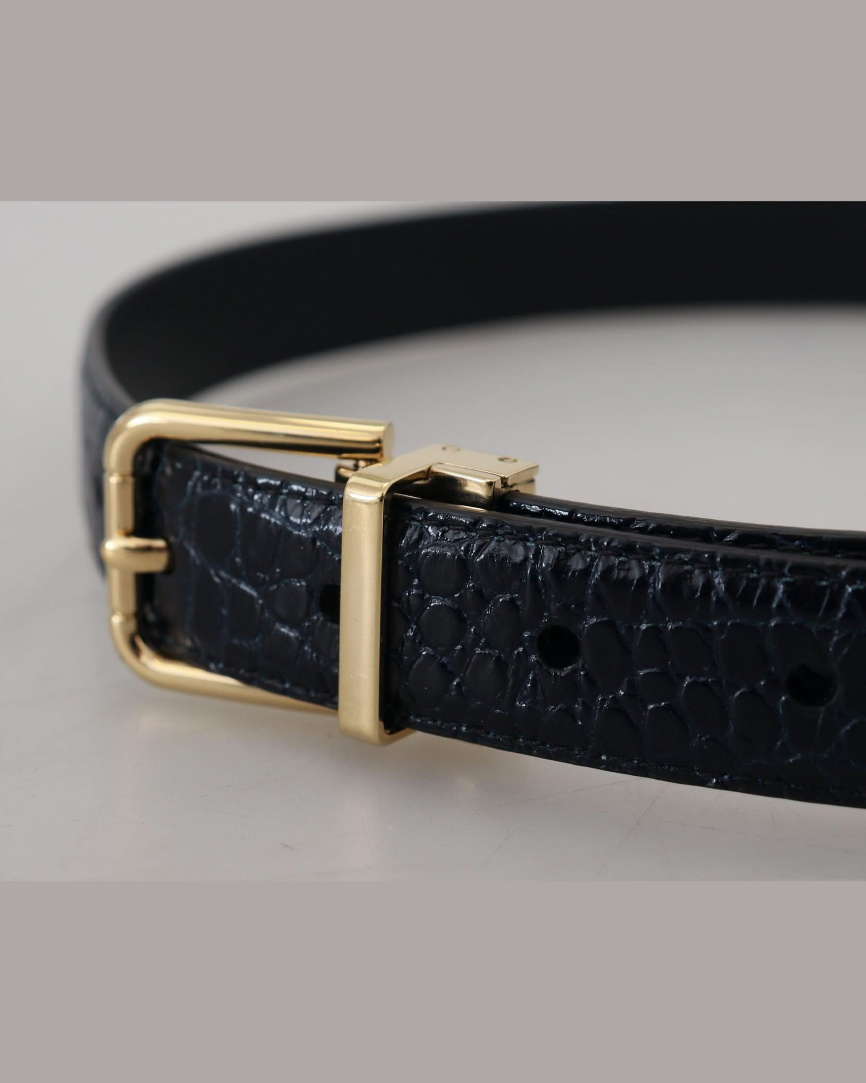 Dolce & Gabbana Black Leather Exotic Metal Buckle Belt Belts