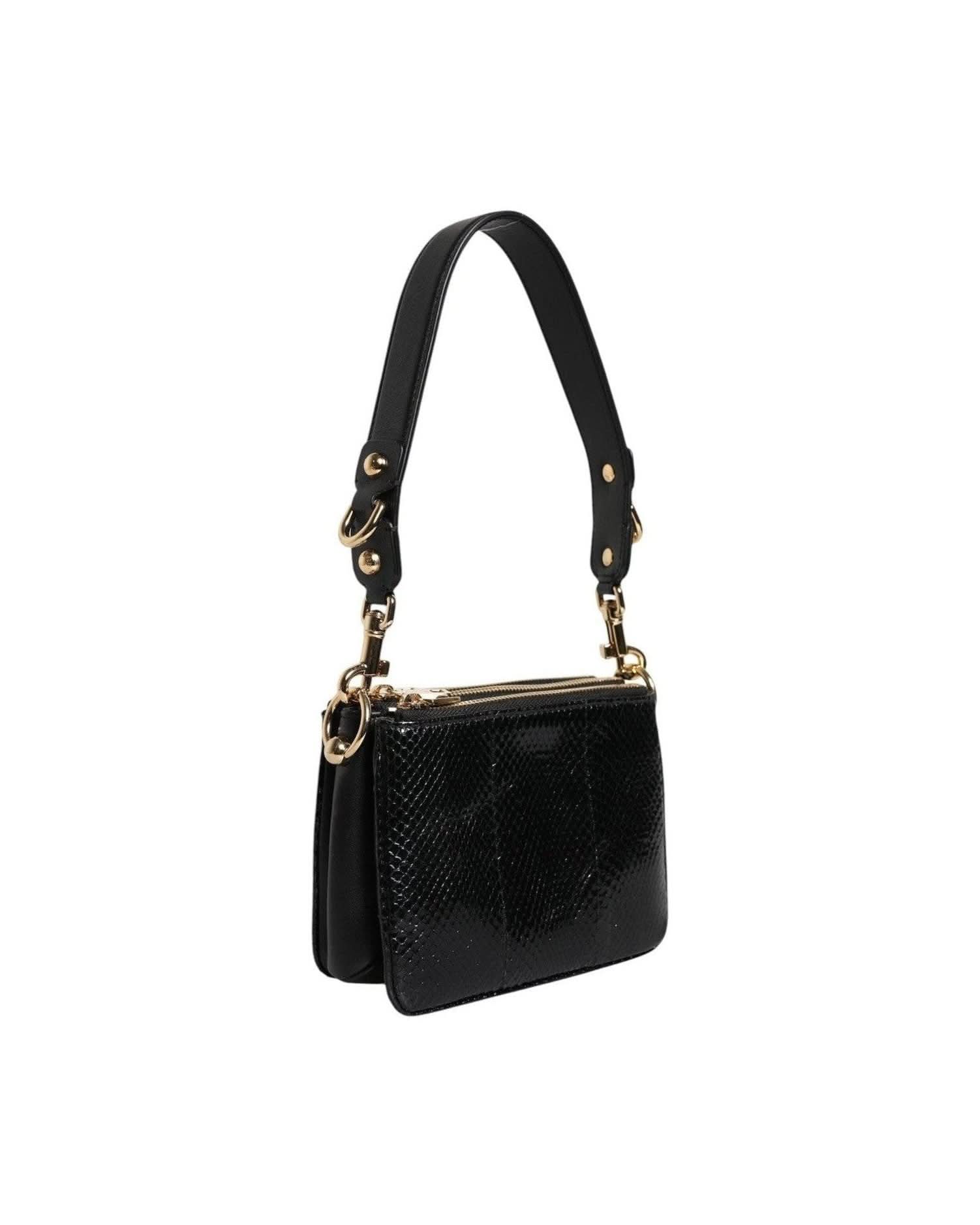 Dolce & Gabbana Black Leather Exotic Shoulder Sling Clutch Bag Shoulder Bags