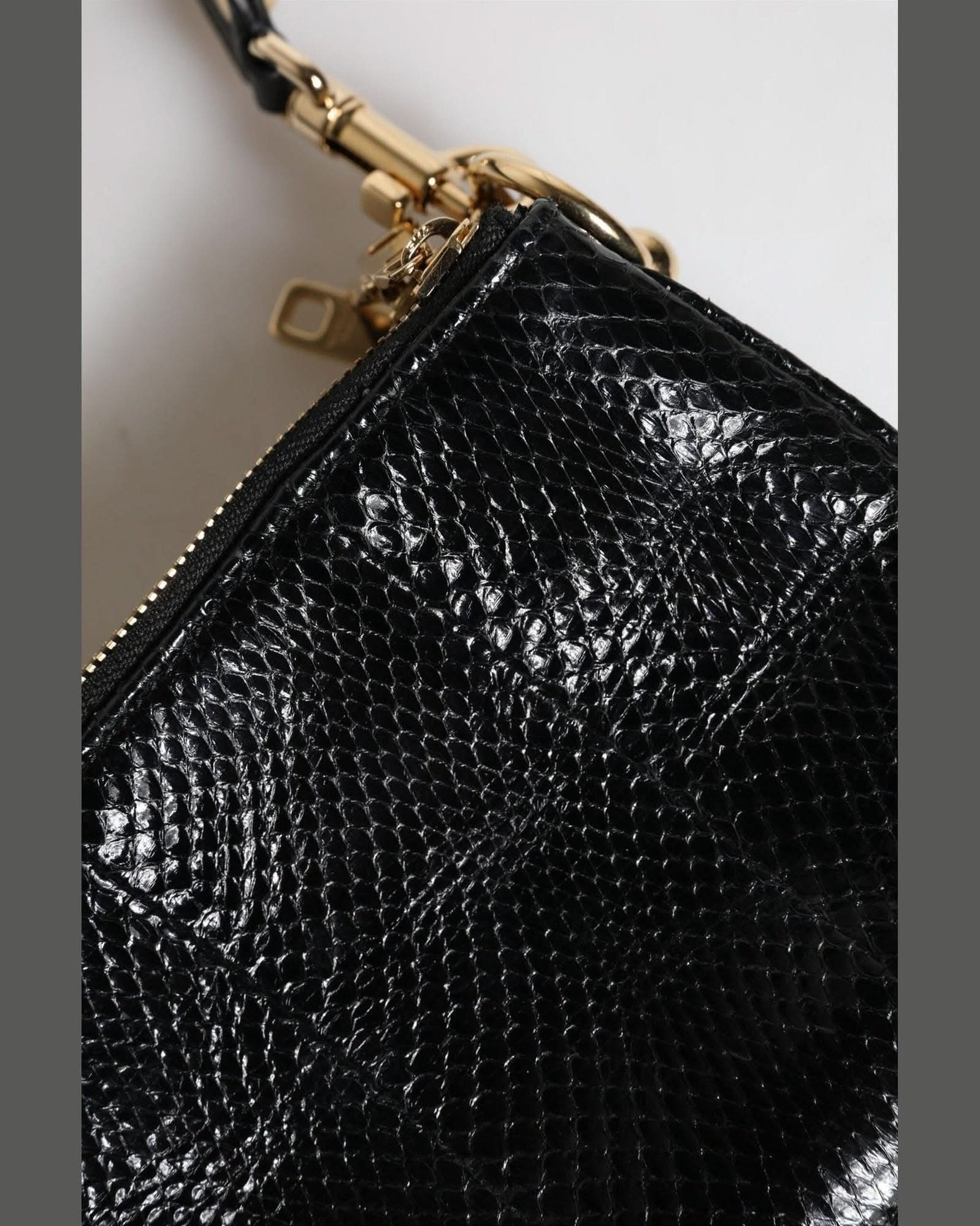 Dolce & Gabbana Black Leather Exotic Shoulder Sling Clutch Bag Shoulder Bags