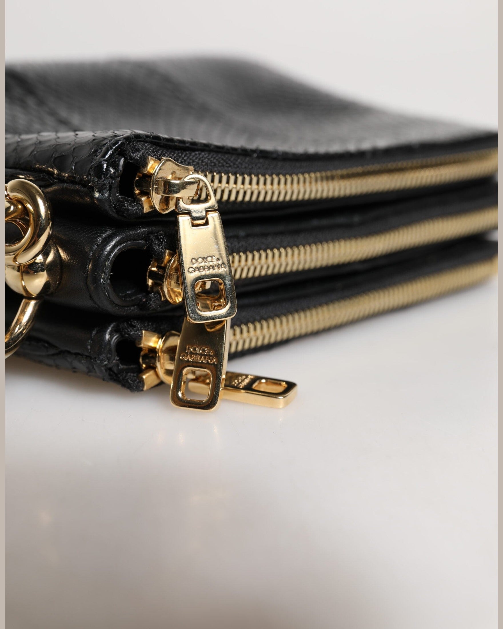 Dolce & Gabbana Black Leather Exotic Shoulder Sling Clutch Bag Glam Steals