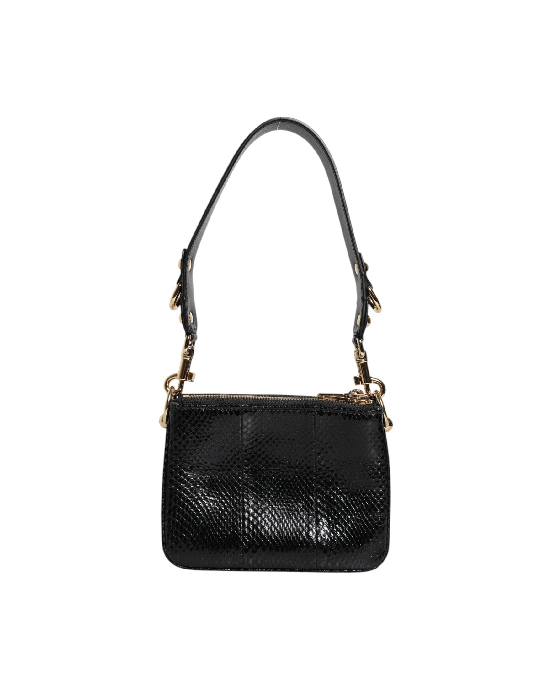 Dolce & Gabbana Black Leather Exotic Shoulder Sling Clutch Bag Glam Steals
