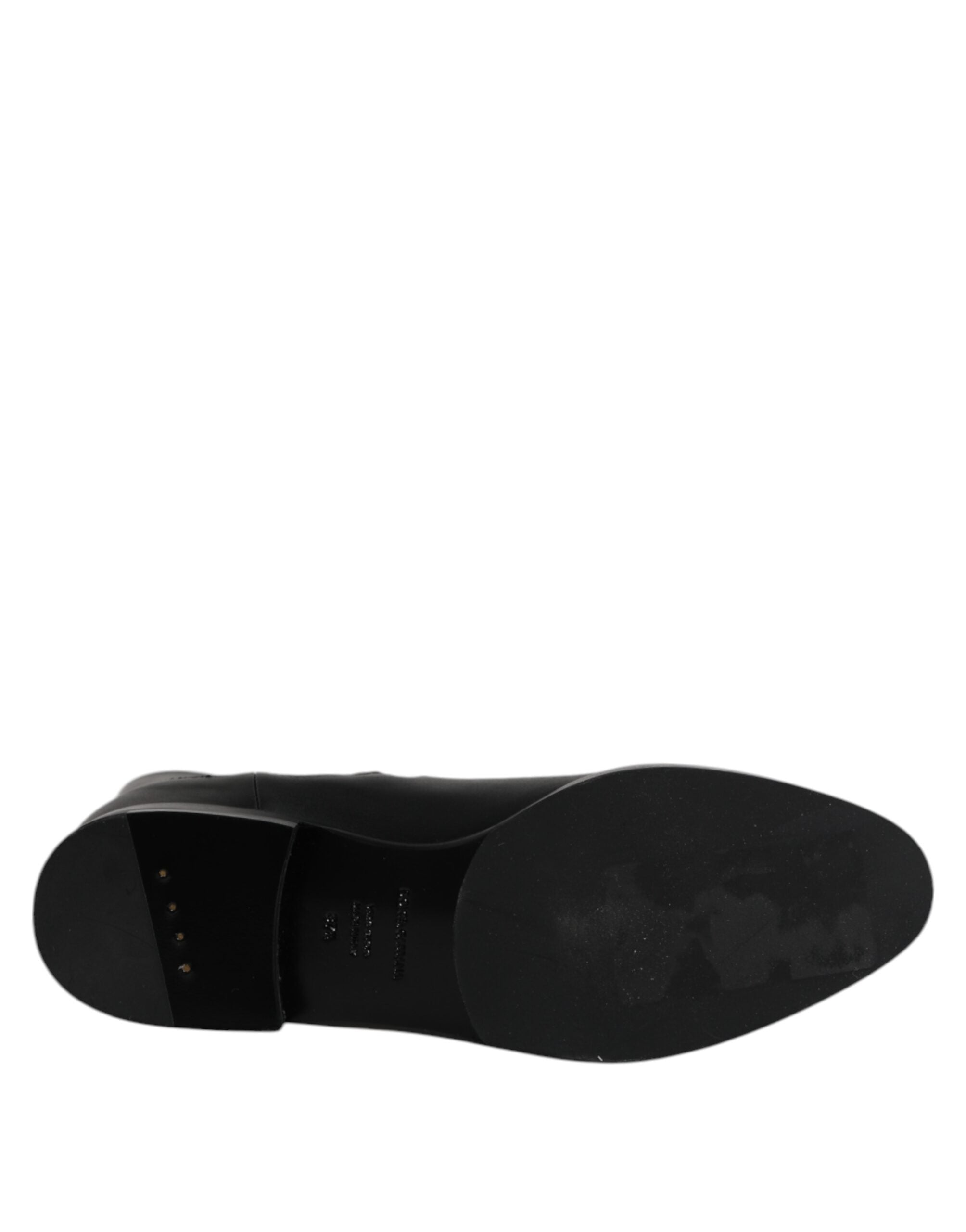 Dolce & Gabbana Black Leather Flats Logo Short Boots Shoes Glam Steals