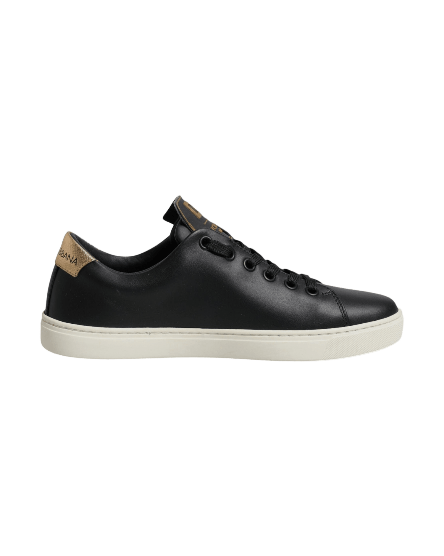 Dolce & Gabbana Black Leather Gold Red Heart Sneakers Shoes Glam Steals
