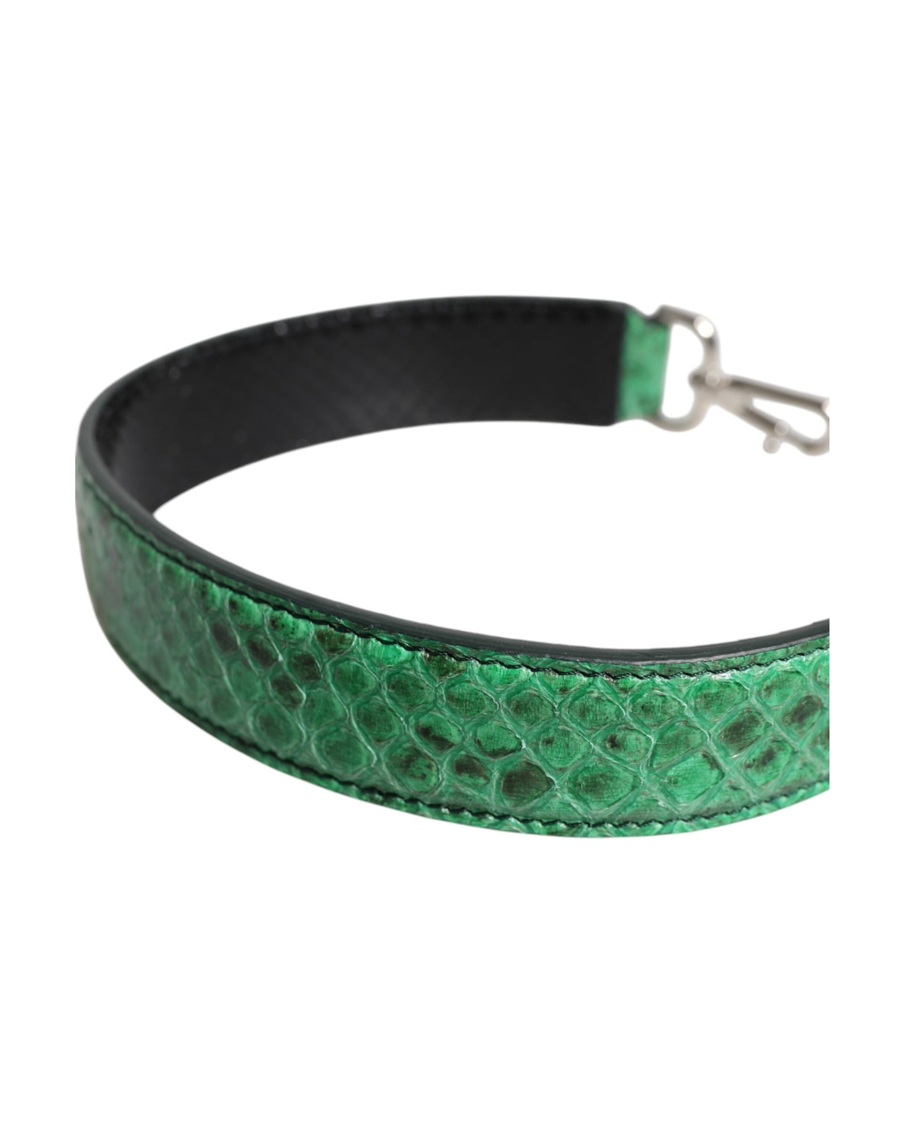 Dolce & Gabbana Black Leather Green Exotic Bag Shoulder Strap Glam Steals