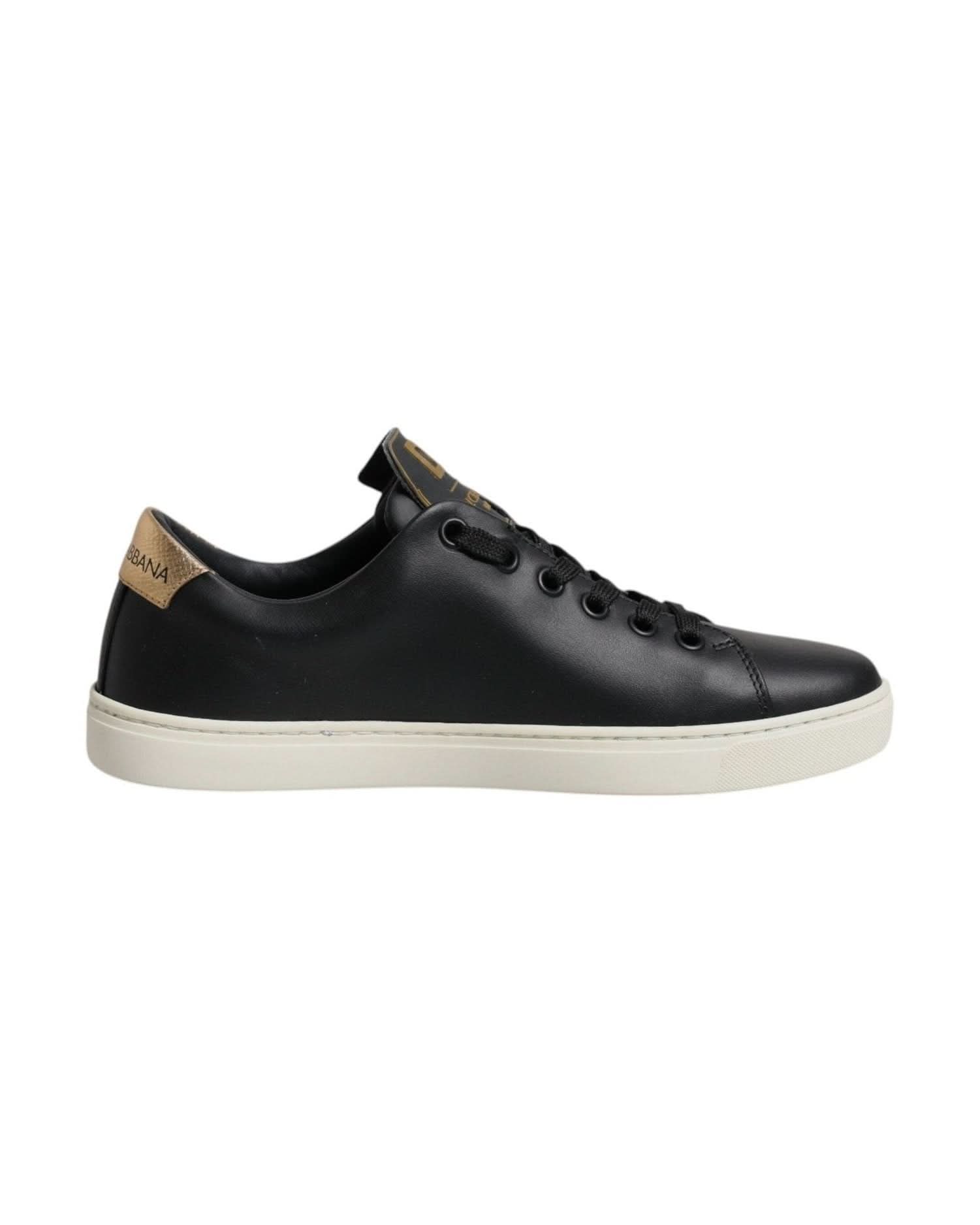 Dolce & Gabbana Black Leather Heart Sneakers Shoes Sneakers