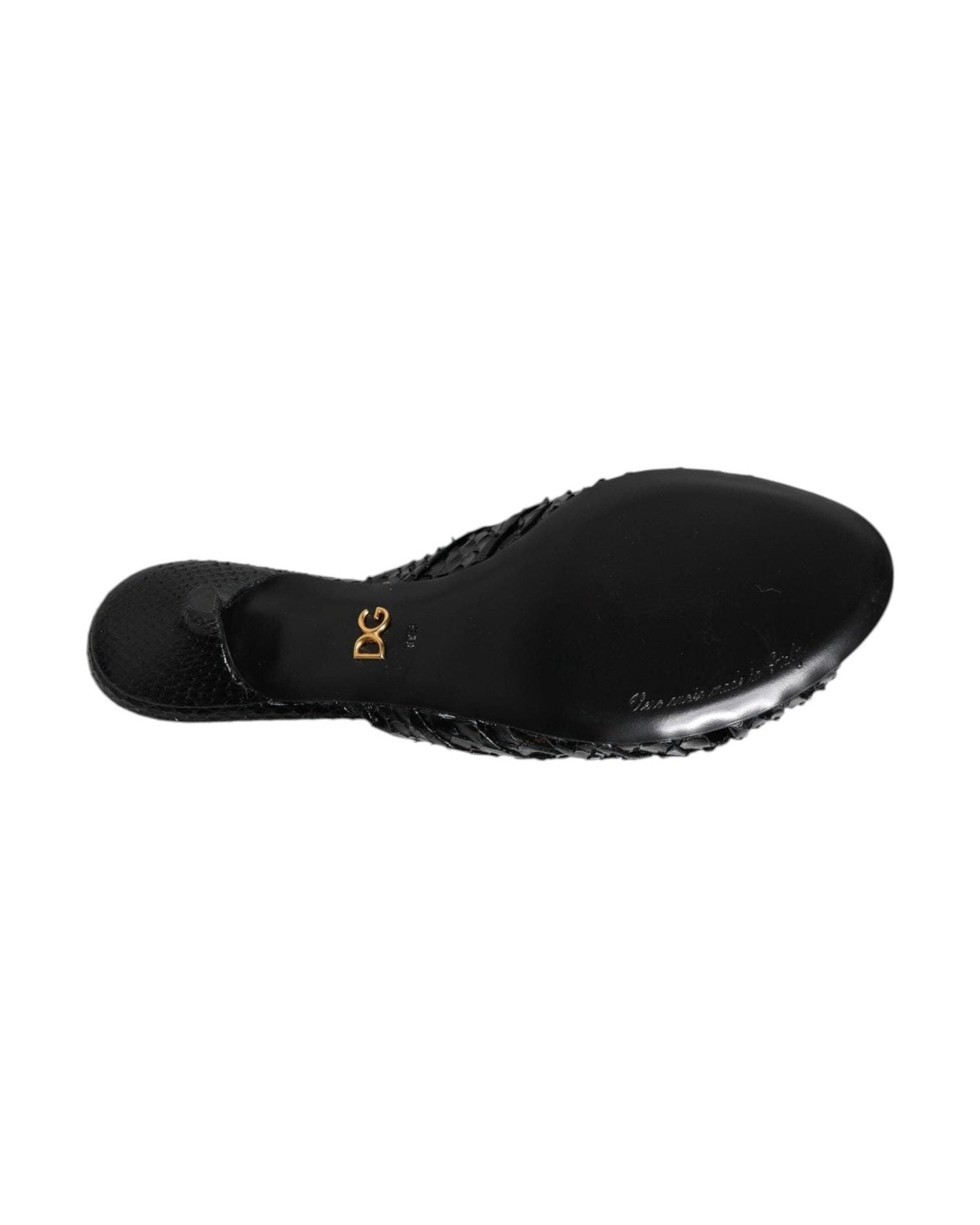 Dolce & Gabbana Black Leather Heels Slides Sandals Shoes Sandals