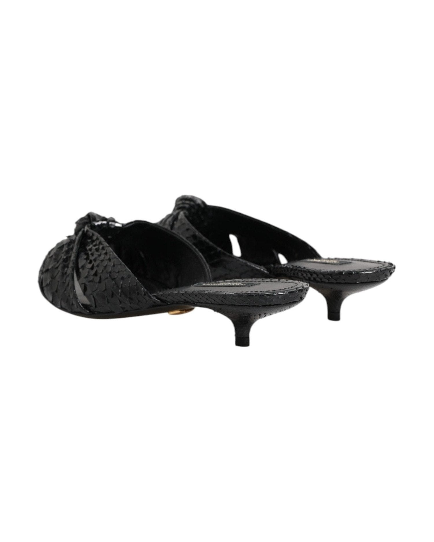 Dolce & Gabbana Black Leather Heels Slides Sandals Shoes Sandals