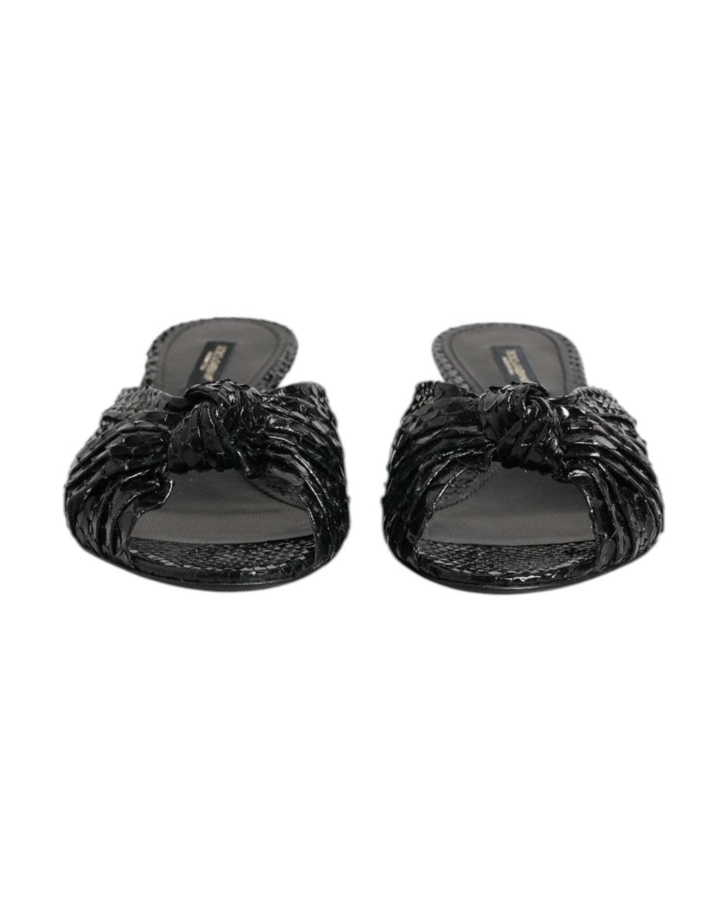 Dolce & Gabbana Black Leather Heels Slides Sandals Shoes Sandals
