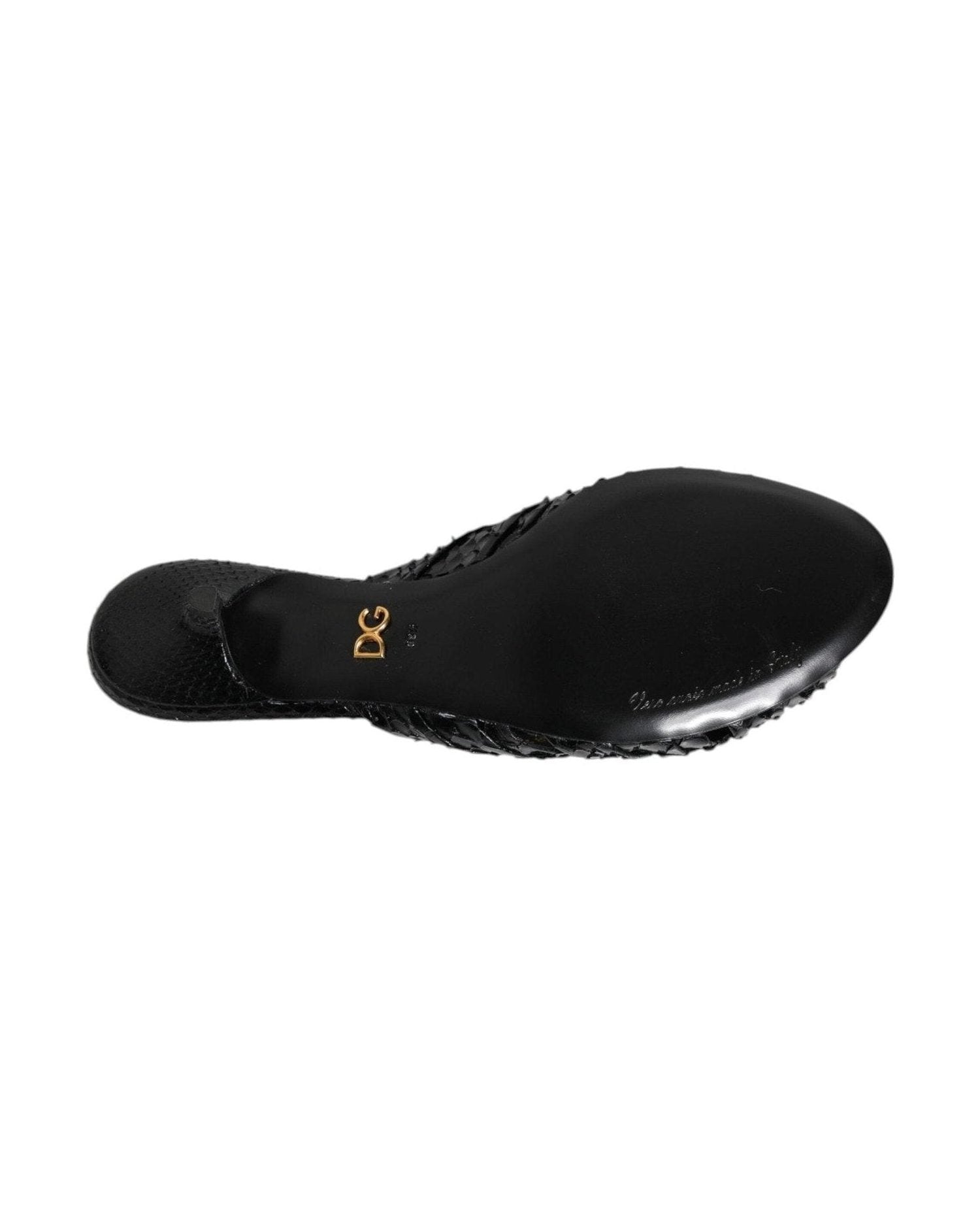 Dolce & Gabbana Black Leather Heels Slides Sandals Shoes Heels
