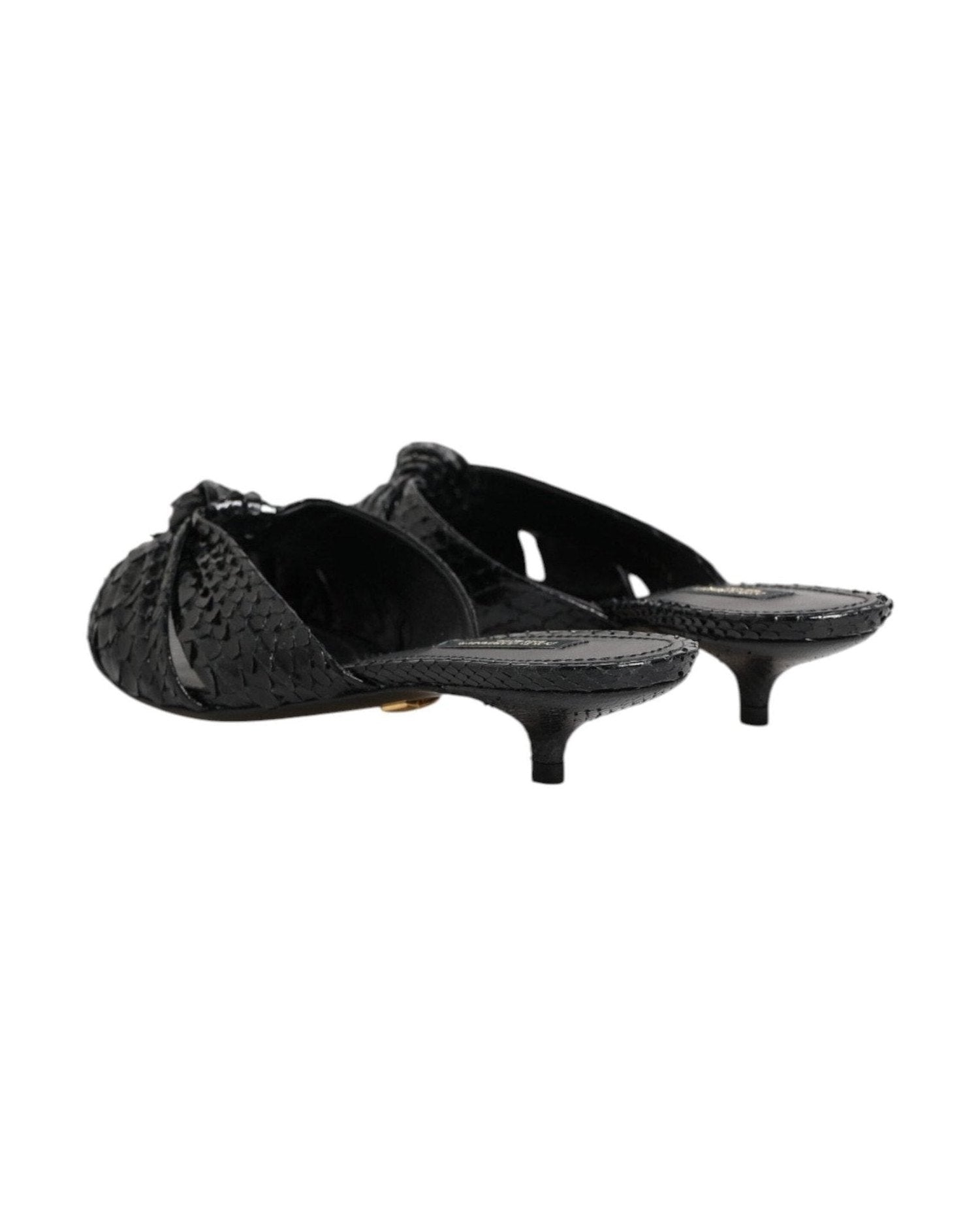 Dolce & Gabbana Black Leather Heels Slides Sandals Shoes Heels