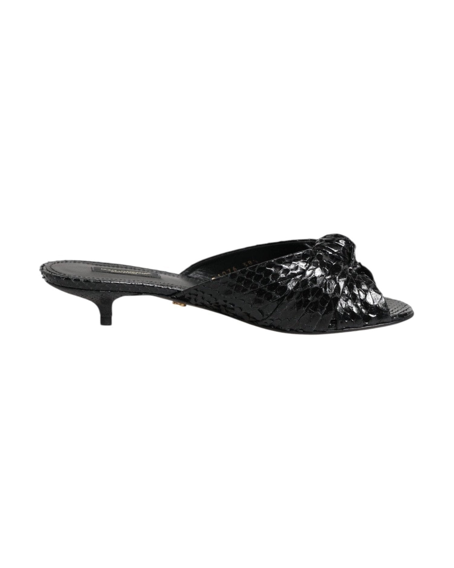 Dolce & Gabbana Black Leather Heels Slides Sandals Shoes Sandals