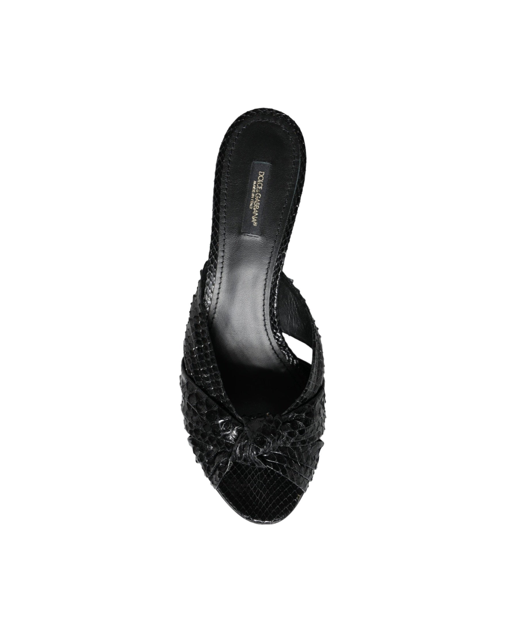 Dolce & Gabbana Black Leather Heels Slides Sandals Shoes Glam Steals