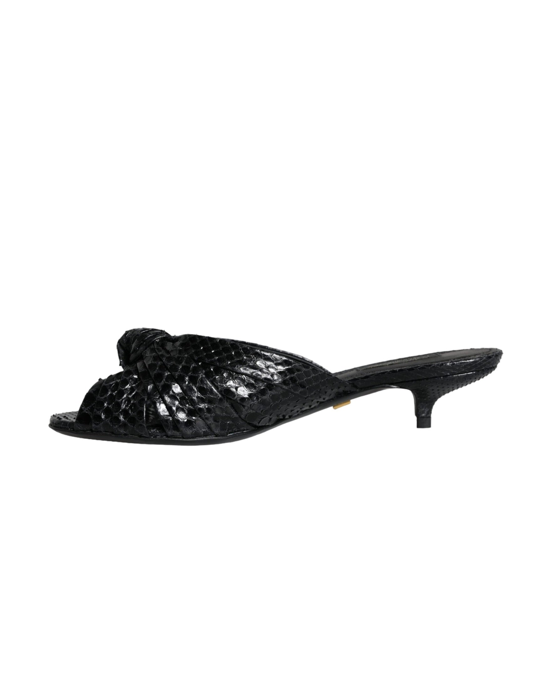 Dolce & Gabbana Black Leather Heels Slides Sandals Shoes Glam Steals