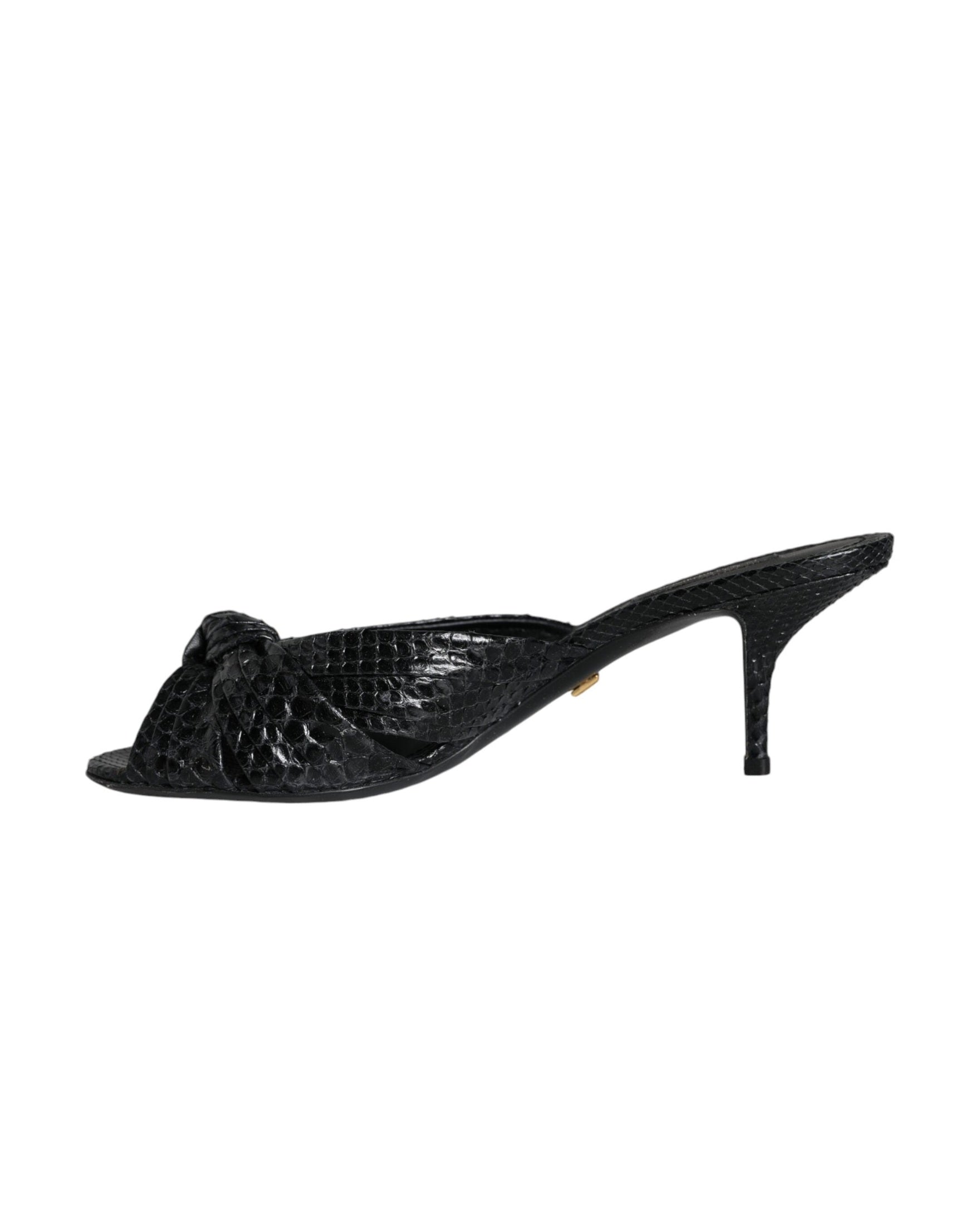 Dolce & Gabbana Black Leather Heels Slides Sandals Shoes Glam Steals
