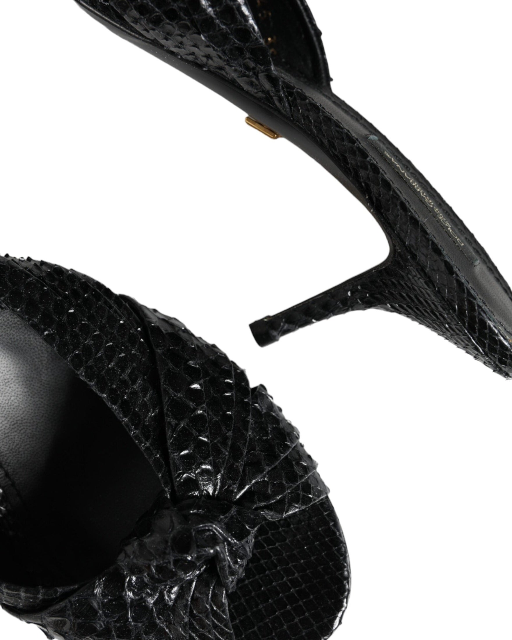 Dolce & Gabbana Black Leather Heels Slides Sandals Shoes Glam Steals