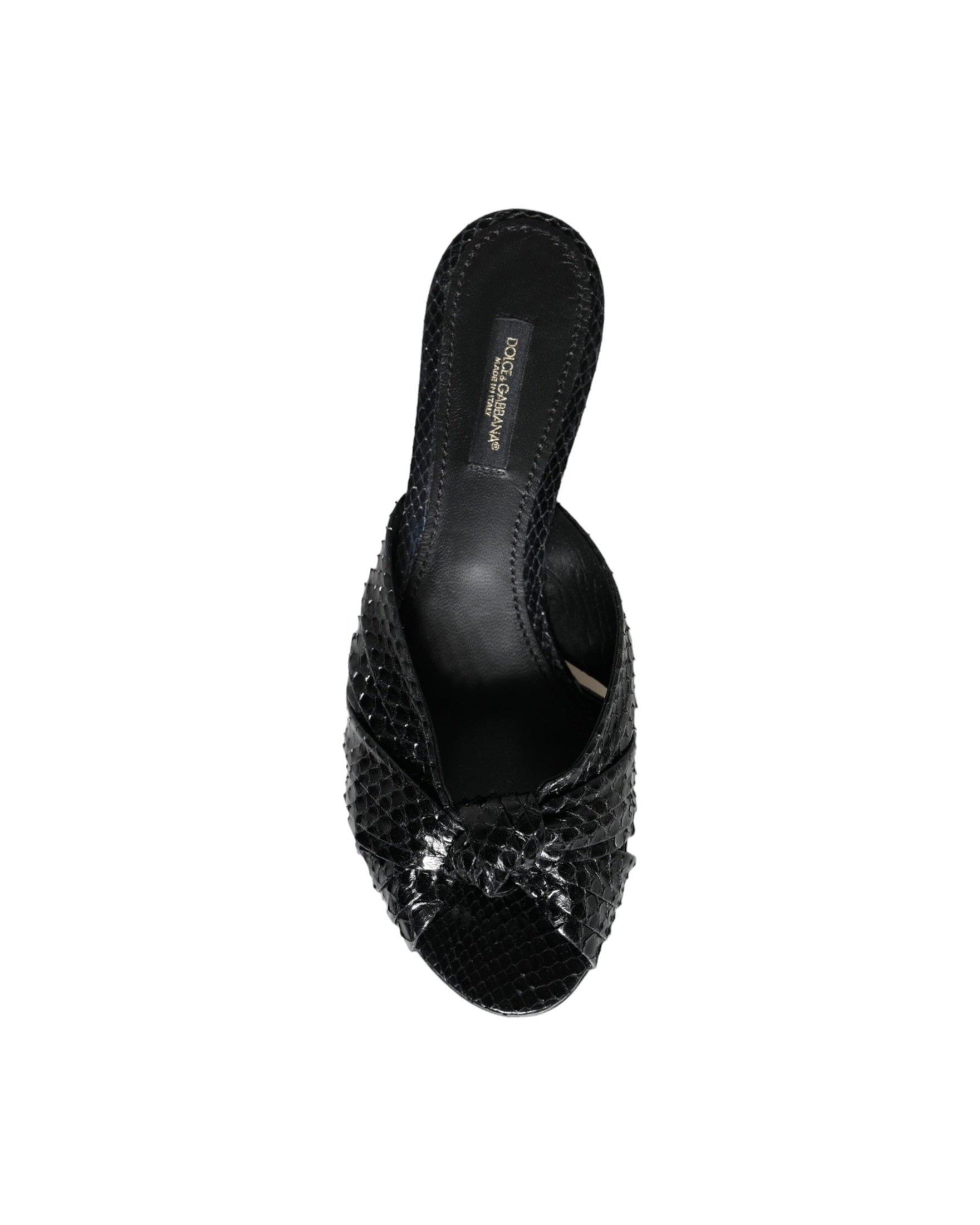 Dolce & Gabbana Black Leather Heels Slides Sandals Shoes Glam Steals